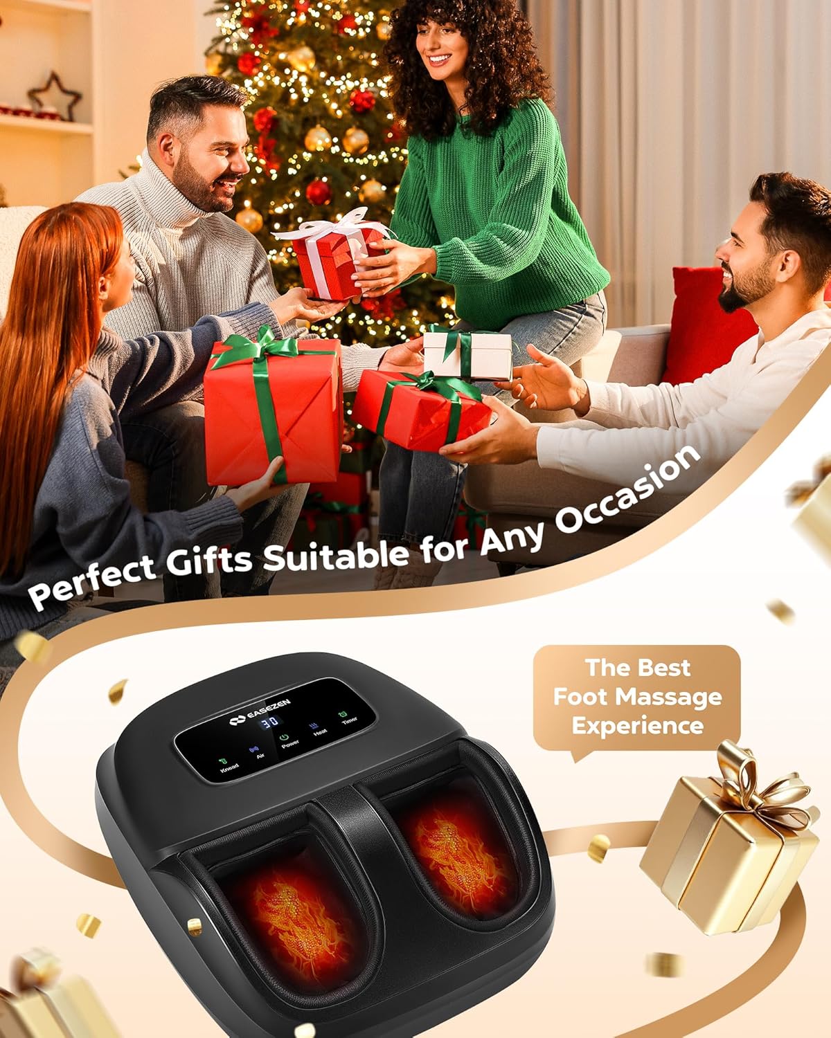 EaseZen Foot Massager Machine with Heat, Shiatsu Foot Massager with Remote, 2026 Upgraded Deep Kneading, for Plantar Fasciitis, Neuropathy, Birthday Gifts for Women Mom Men Dad, Up to Foot Size 14 - Image 10