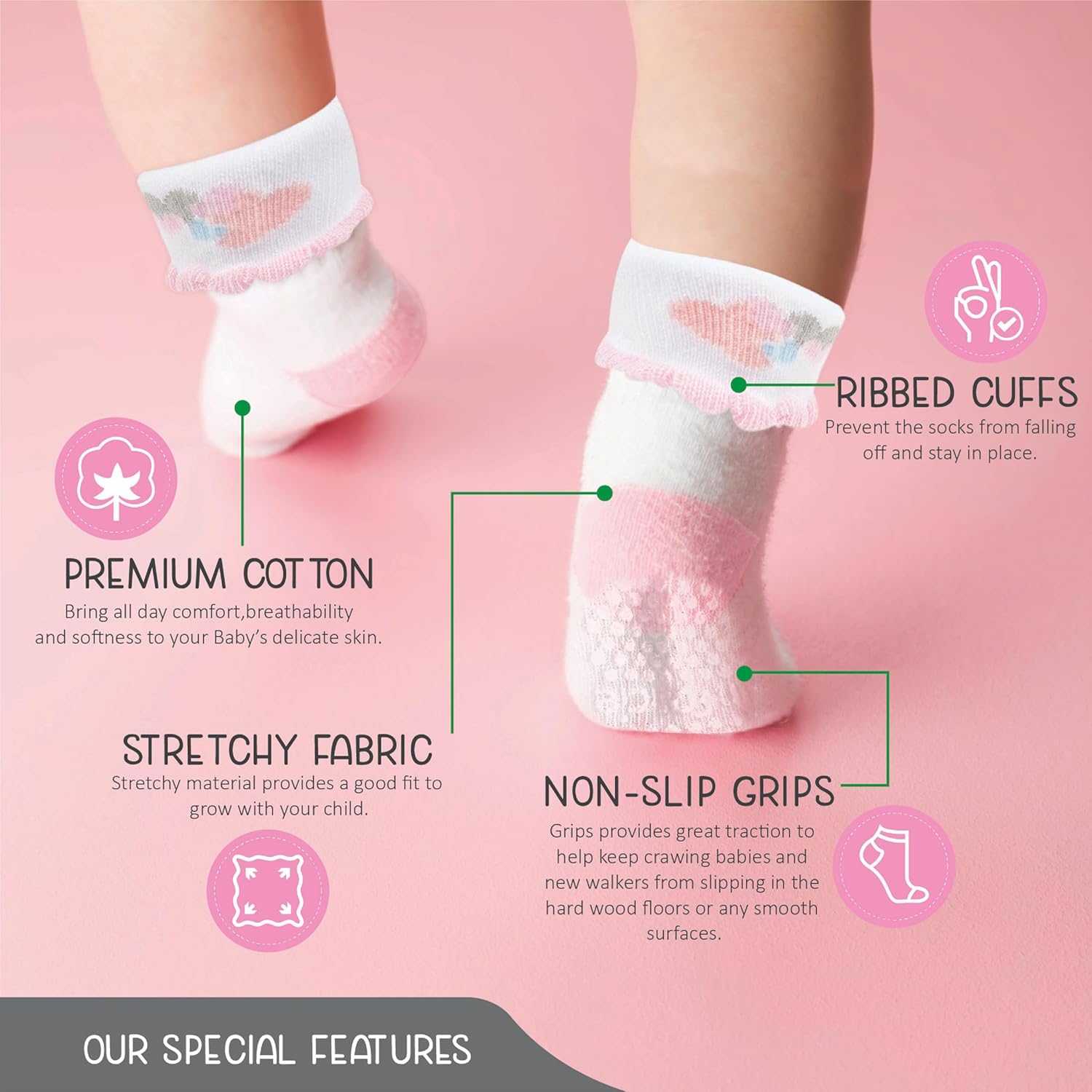 Baby Socks Cotton For Girls 12 Pairs – Soft And Comfortable Baby Girl Socks 0-6 Months, Adorable Sock Shoes For Baby Girl, Gift For Newborns - Image 4