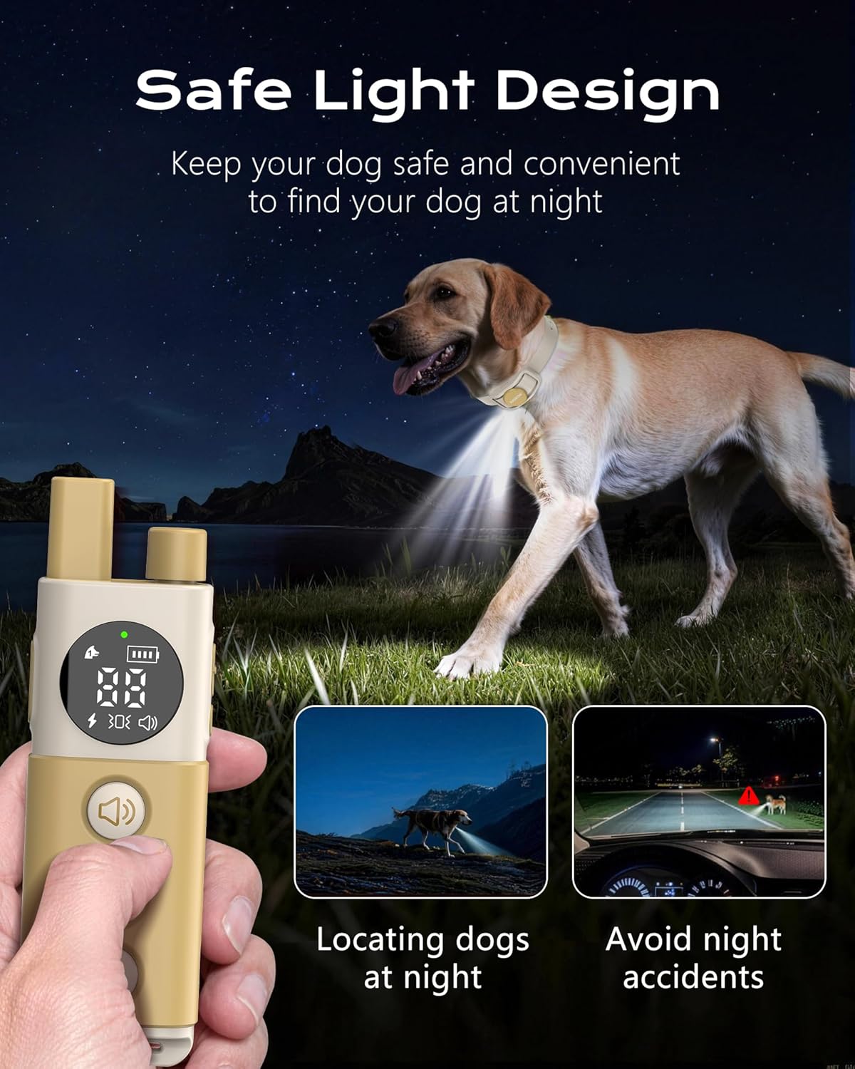 Jugbow Shock Collar for Dogs - 4200FT Remote Training Collar for 15-120lbs Small Medium Large Dog, LED Light & Waterproof Electric Collars with 3 Training Mode for All Breeds (Beige) - Image 4