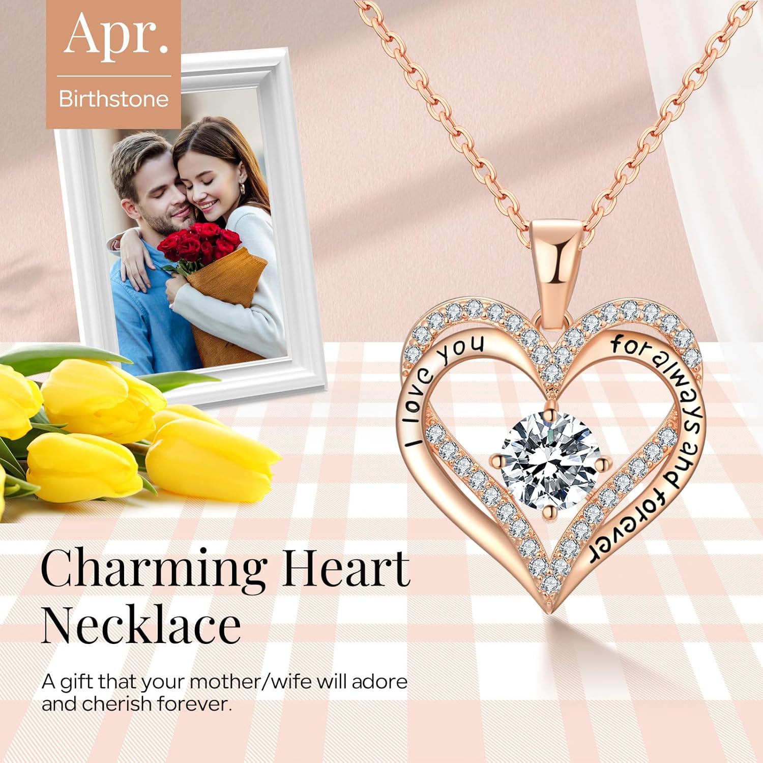 18K Rose Gold Necklaces for Women Birthday Gifts for Women Jewelry for Women Birthday Gifts for Wife Girlfriend Daughter Wife Birthday Gifts for Anniversary Mothers Day Christmas Valentines Gifts - Image 3