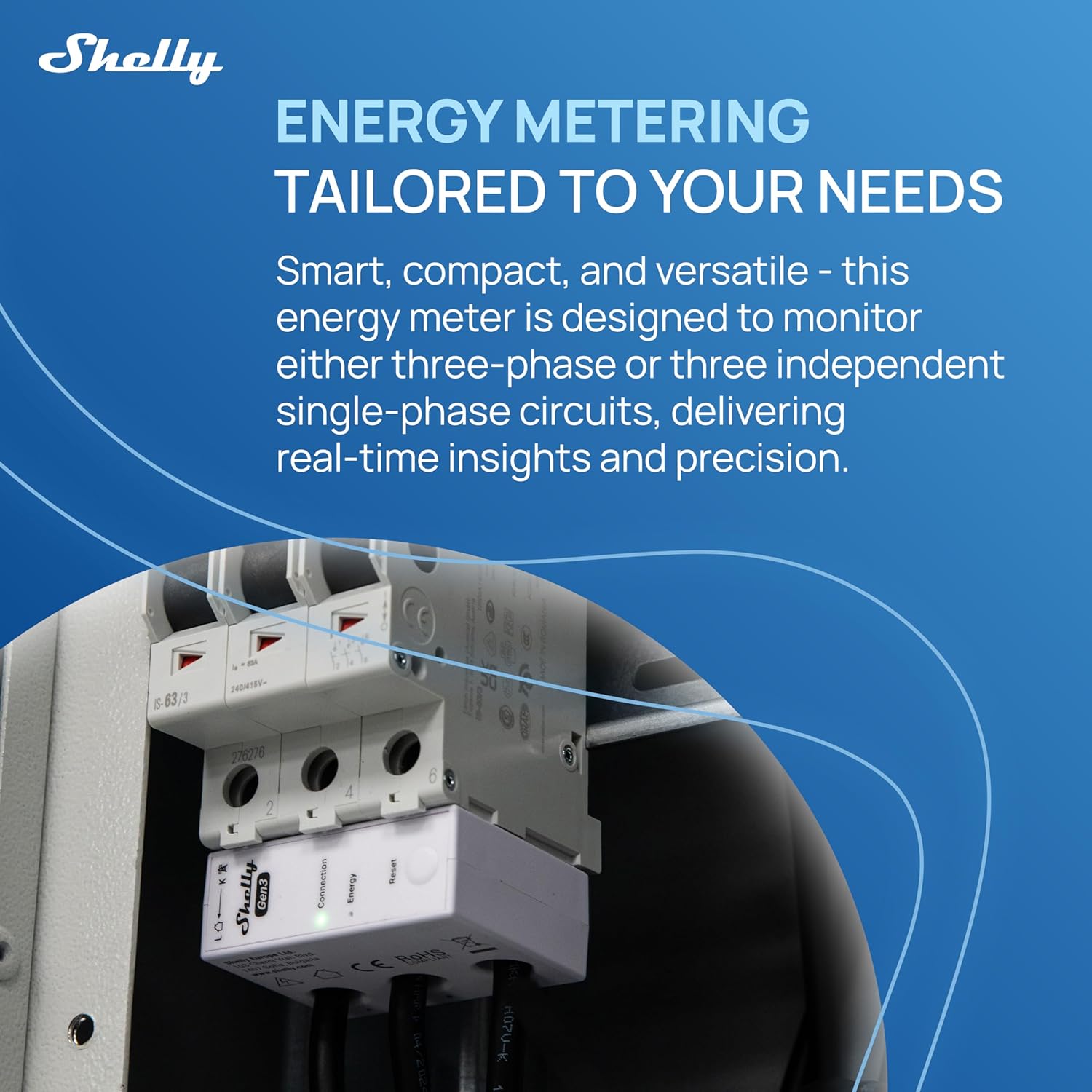 Shelly 3EM-63T Gen3 | Wi-Fi Operated Smart 3-Phase Energy Meter | Home Automation | Compatible with Alexa & Google Home | iOS Android App | No Hub Required | Data Logging | Solar Photovoltaic Ready - Image 2