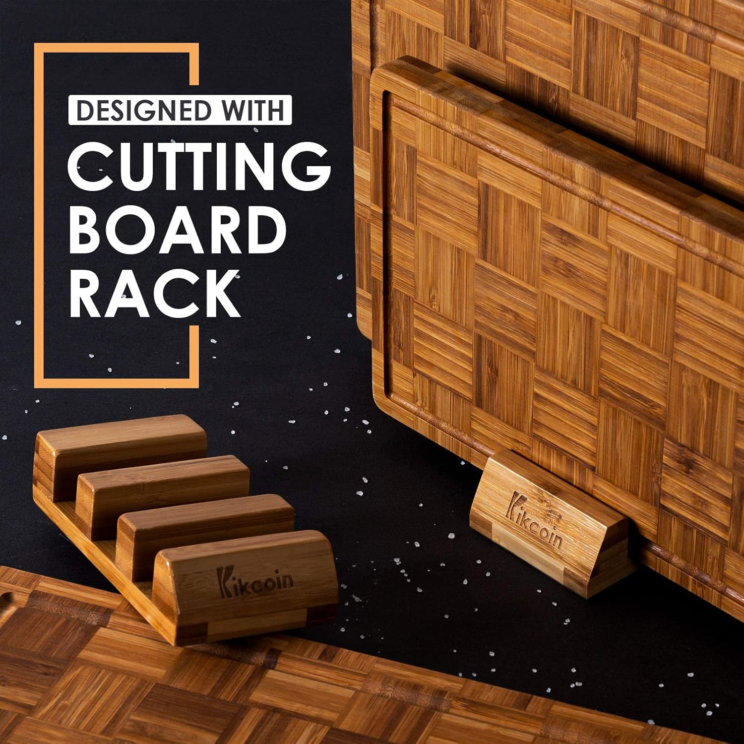 Kikcoin Extra Large Bamboo Cutting Boards, (Set of 3) Chopping Boards with Juice Groove Bamboo Wood Cutting Board Set Butcher Block for Kitchen, End Grain Serving Tray - Image 4