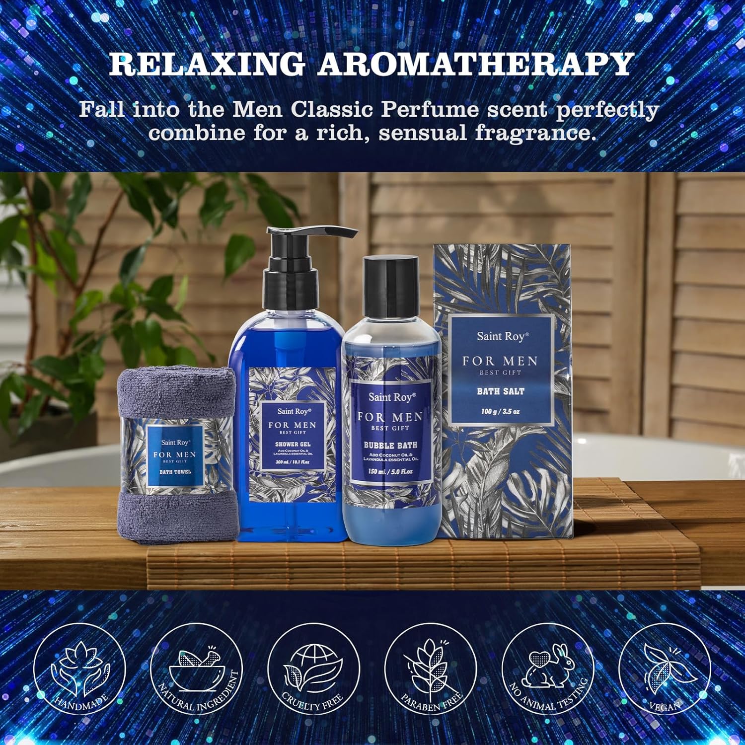 Fathers Day Christmas Gift Baskets, Birthday Gifts Spa Kit for Men Classic Perfume Bath Gift Set and Shower Gift Basket Self Care Shaving Kit Mens Bath Beard Spa Gifts Baskets Mens Gift Set beauty kit - Image 4