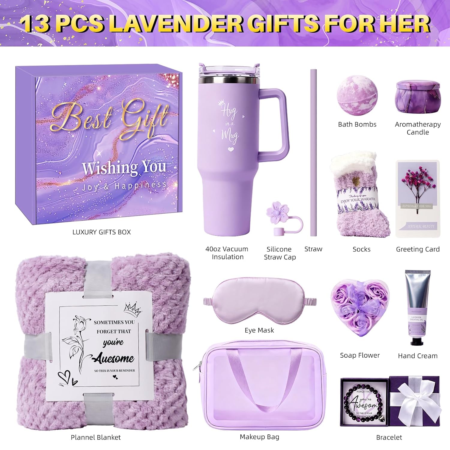 Birthday Gift for Women, Luxury Self Care Spa Gift Basket with Blanket for Mom, Wife, Sister, Friend, Girlfriend, Grandmother, Get Well Soon & Christmas gift for Her - Image 2