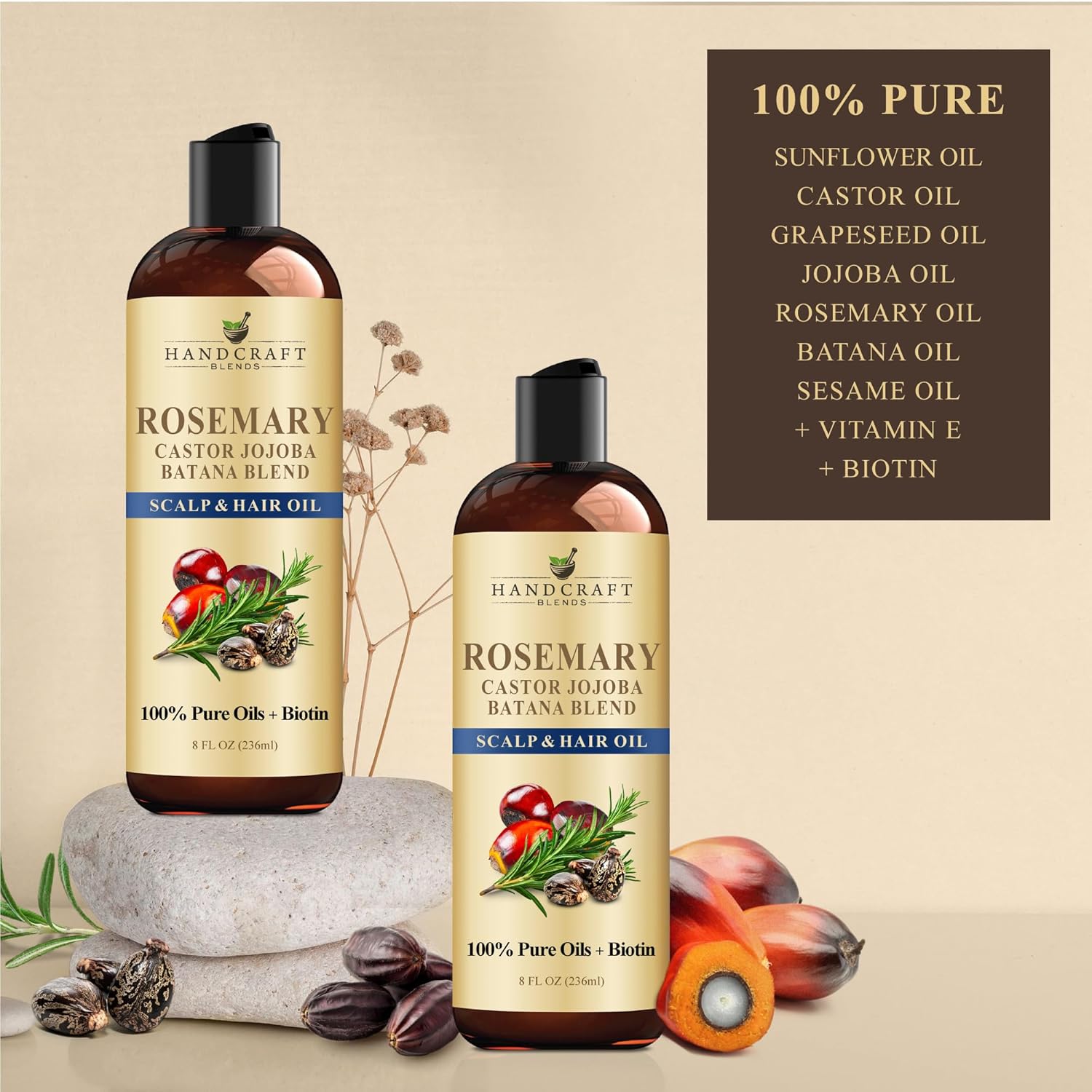 Handcraft Blends Rosemary Oil for Hair 8 Fl Oz | Nourishing Hair Oil | 100% Pure and Natural | Rosemary, Castor, Jojoba, and Batana Oils & Biotin | Carrier Oil - Image 7