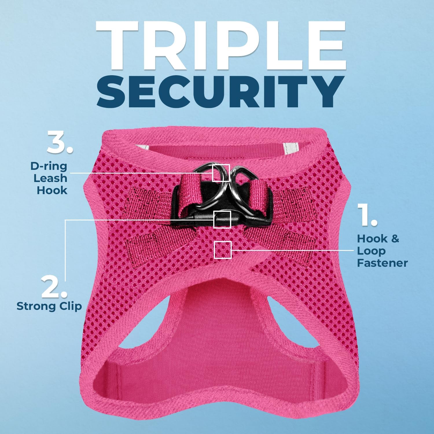 Best Pet Supplies Voyager Step-in Air Harness - All Weather Mesh, Reflective, No Pull Harness for Dogs, Cats - Secure with Hook & Loop Fastener, Buckle, Double D-Rings - Fuchsia, S - Image 2
