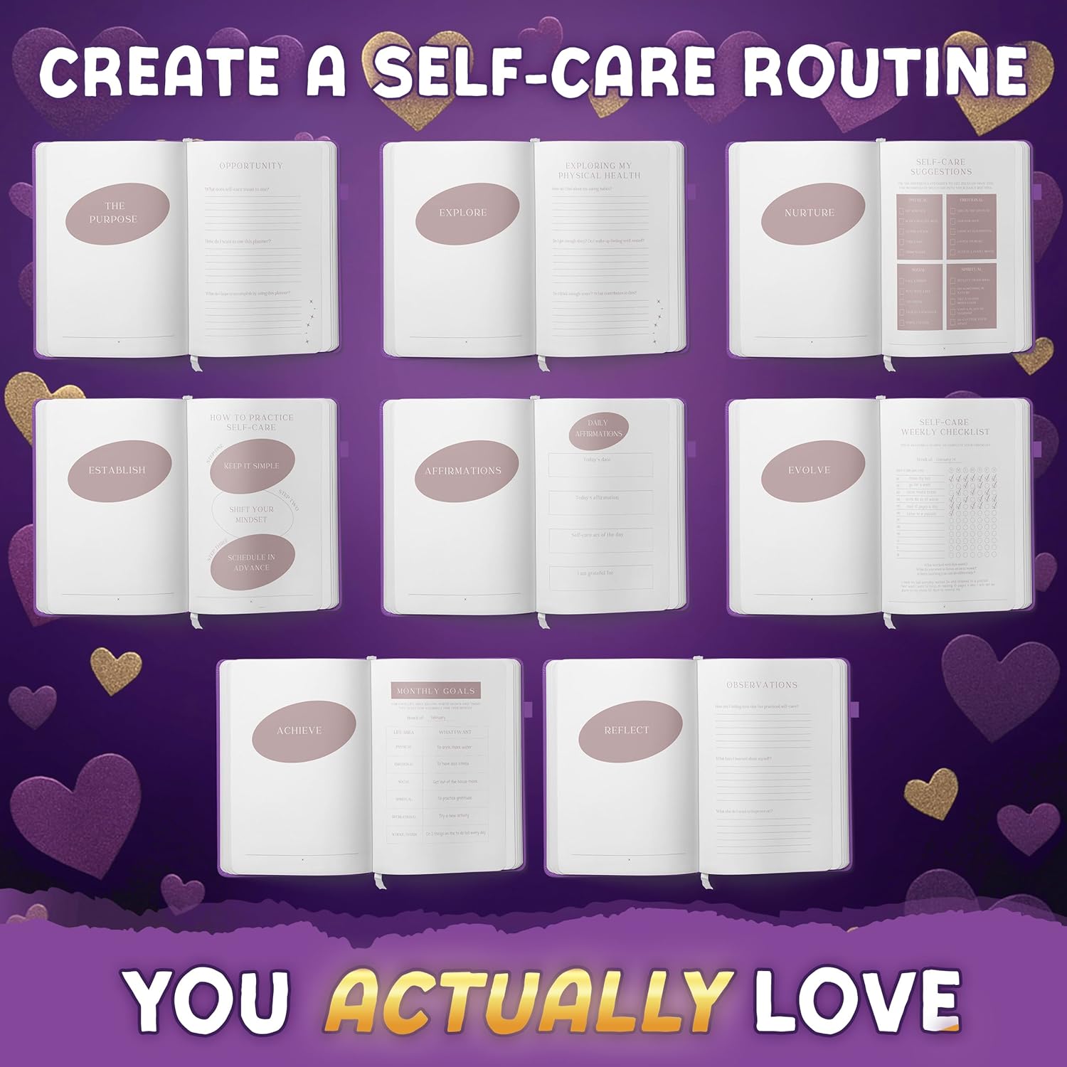 Planners with Purpose Self-Care Planner - Daily Wellness Journal with Guided Prompts, Gratitude, and Reflection - Mental Health Journal for Mindfulness, Positivity & Goal Setting Notebook for Women & Men A5 (Purple) - Image 6