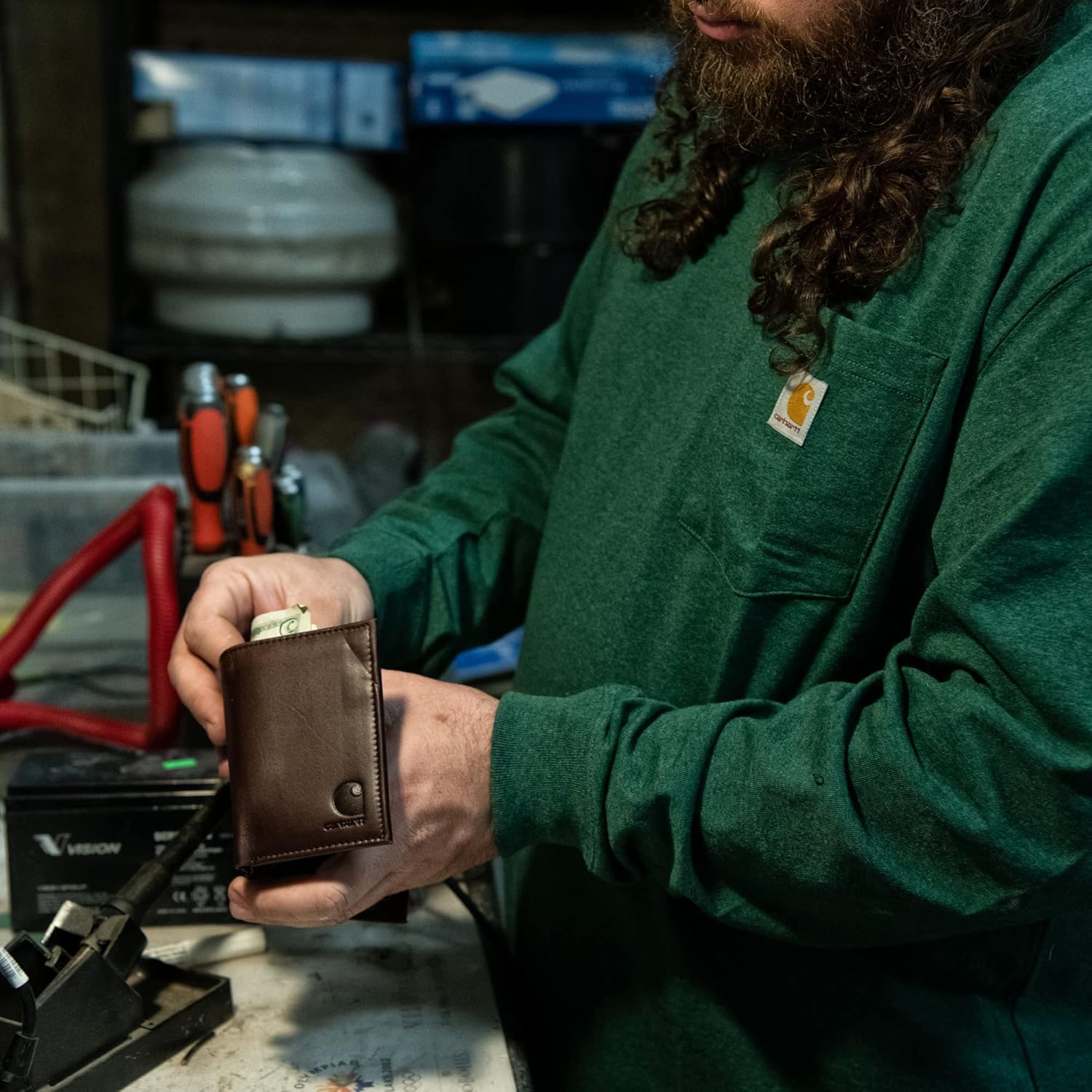 Carhartt Men's Durable Oil Tan Leather Wallets, Available in Multiple Styles - Image 6