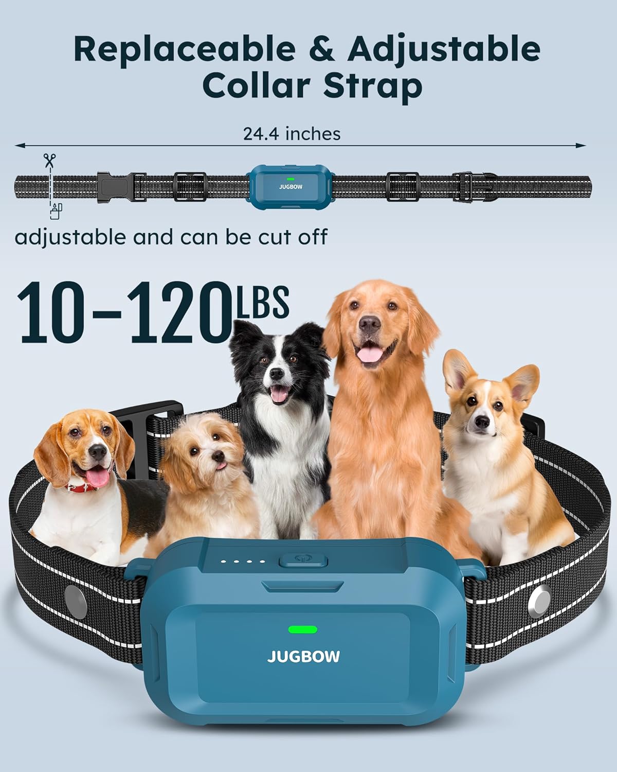 Jugbow Dog Shock Collar 2 Dogs - 4200FT Dog Training Collars with Remote, IPX8 Waterproof E-Collar for Dogs Training Rechargeable e-Collars for Large Medium Small Dogs (10-120lbs) - Image 5