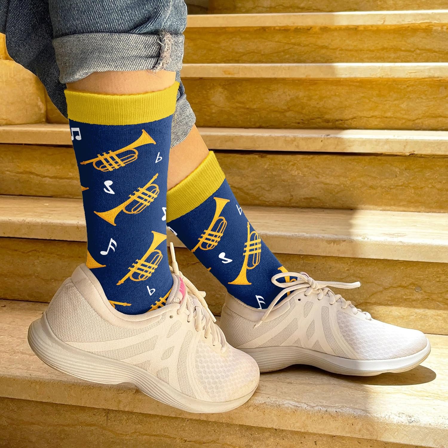 Cool Music Accessories Gifts - Guitar Drum Piano Trumpet Socks, Funny Musician Present, Rock & Roll Stocking Stuffers - Image 2