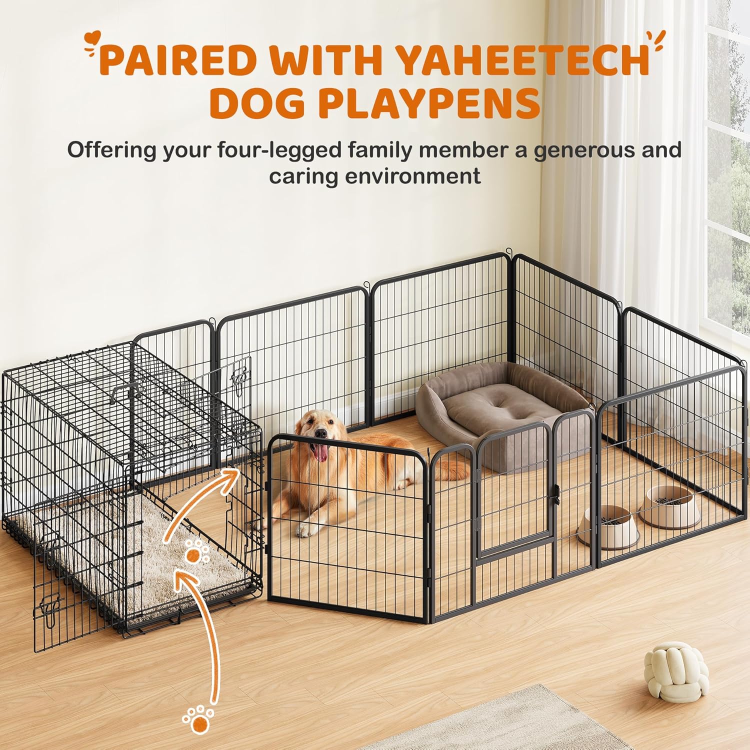 Yaheetech 42 inch Double Door Dog Crate w/Divider for Puppy to Adult XL Collapsible Metal Crate with Removable Tray Wire Dog Kennel for Large Dogs Portable Travel Cage, Black - Image 5