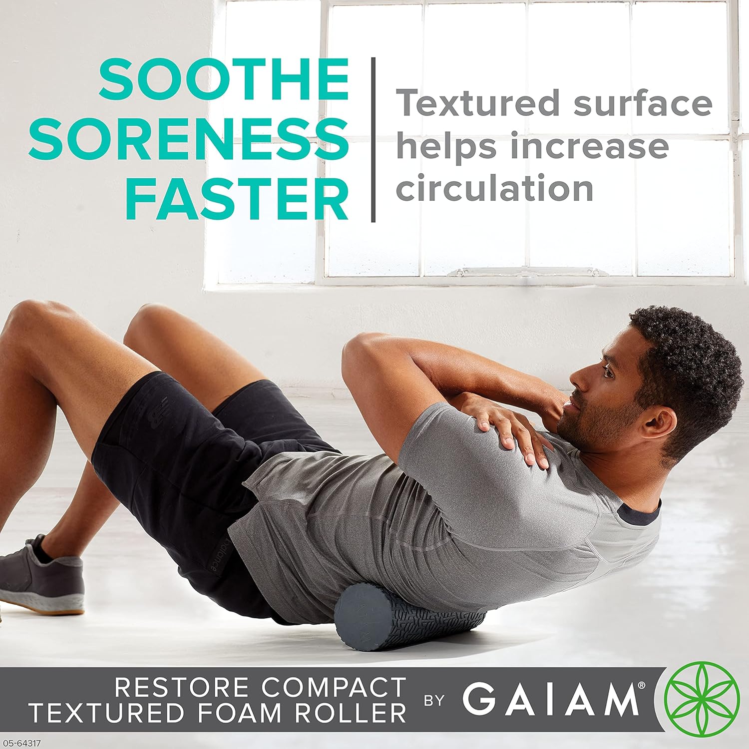 Gaiam Restore Compact Textured Foam Roller for Muscle Repair and Exercise – 12”L X 4" Diameter Massager Roller – Ideal for Improved Circulation and Easing Muscle Tension - Image 5