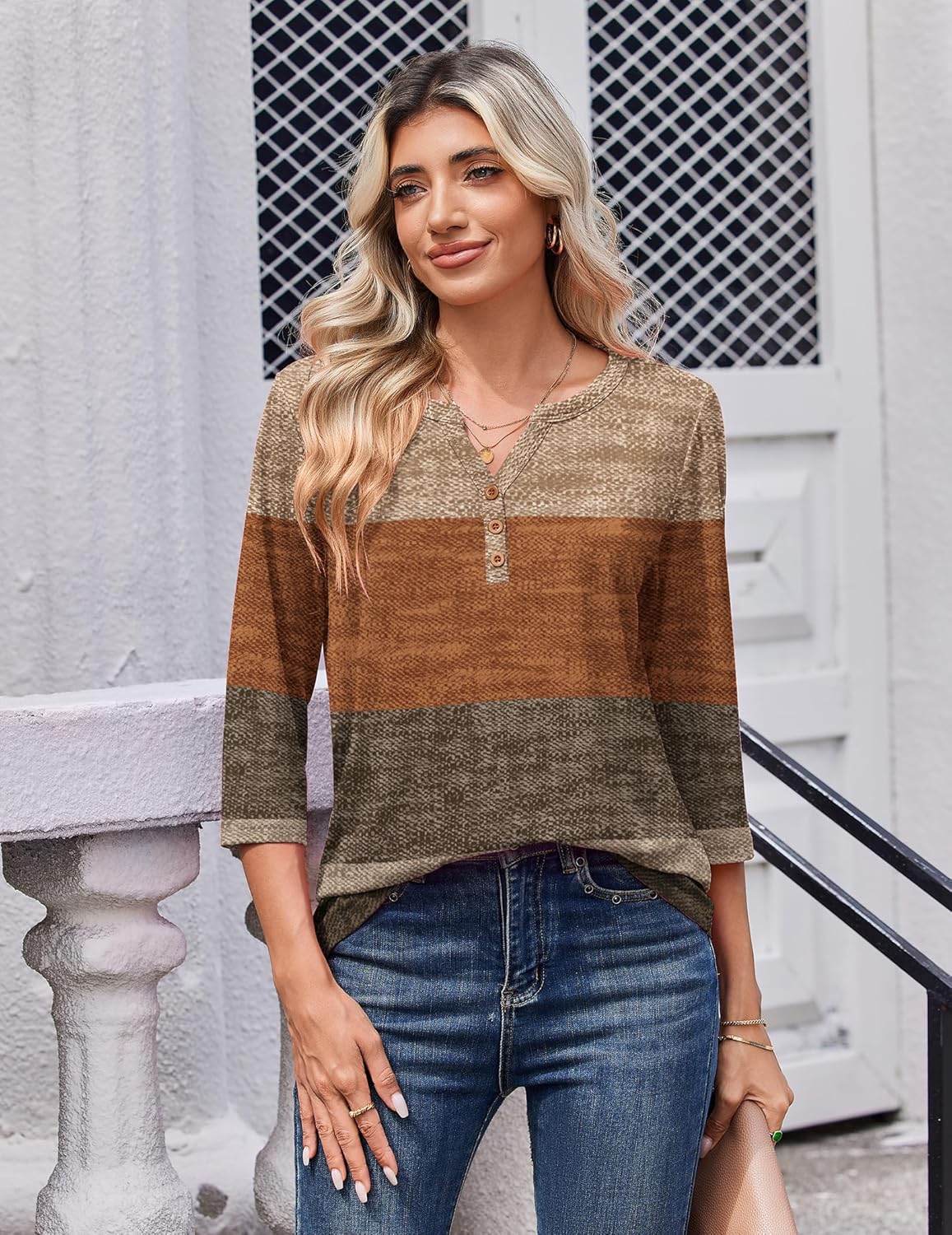 Zeagoo 3/4 Length Sleeve Womens Tops Casual Dressy Summer Blouses Buisness Work Spring Tee Shirts - Image 4