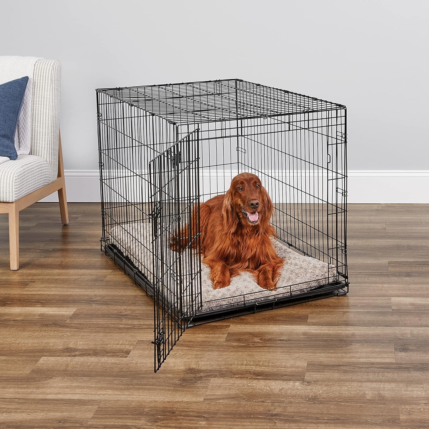 MidWest Homes for Pets 42-Inch iCrate for Large Breeds, 71-90 lbs, Single Door Folding Dog Crate with Divider Panel, Leak-Proof Tray & Secure Latch, Portable, Durable & Easy to Assemble - Image 2