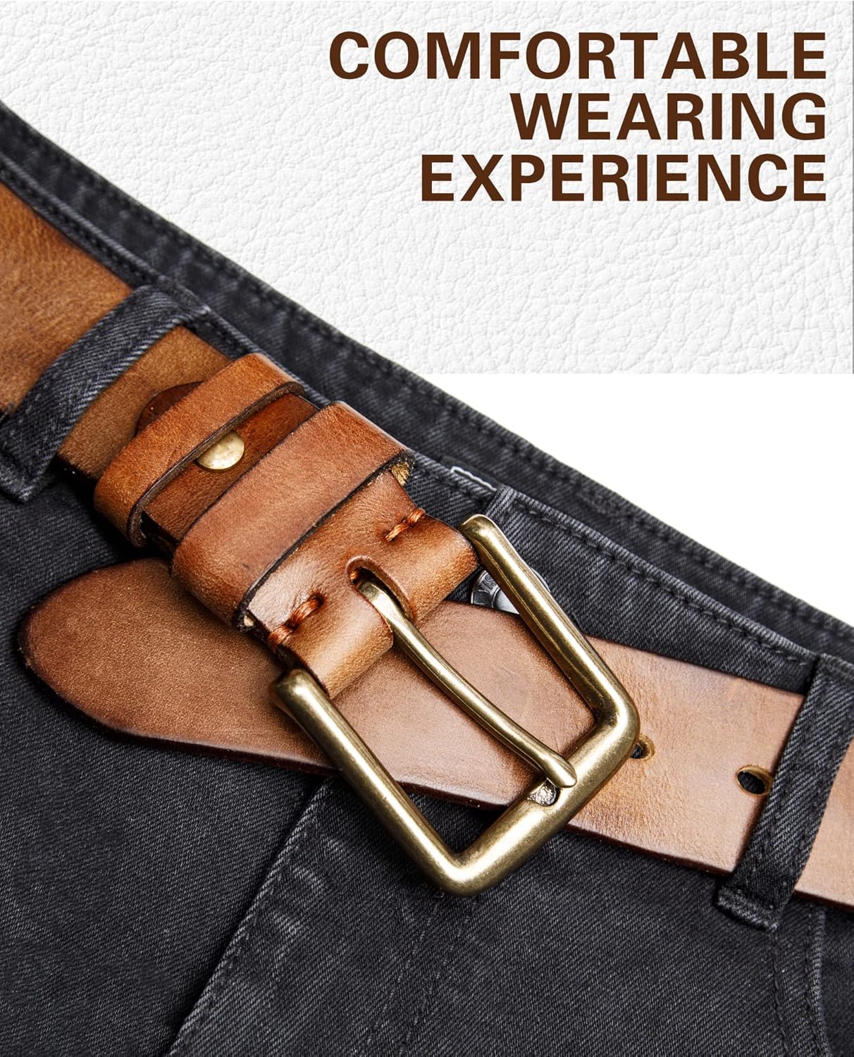 Thicken Full Grain Leather Mens Belt Heavy Duty Mens Work Belt Mens Belt High Hardness Buckle Packed In Gift Box - Image 5