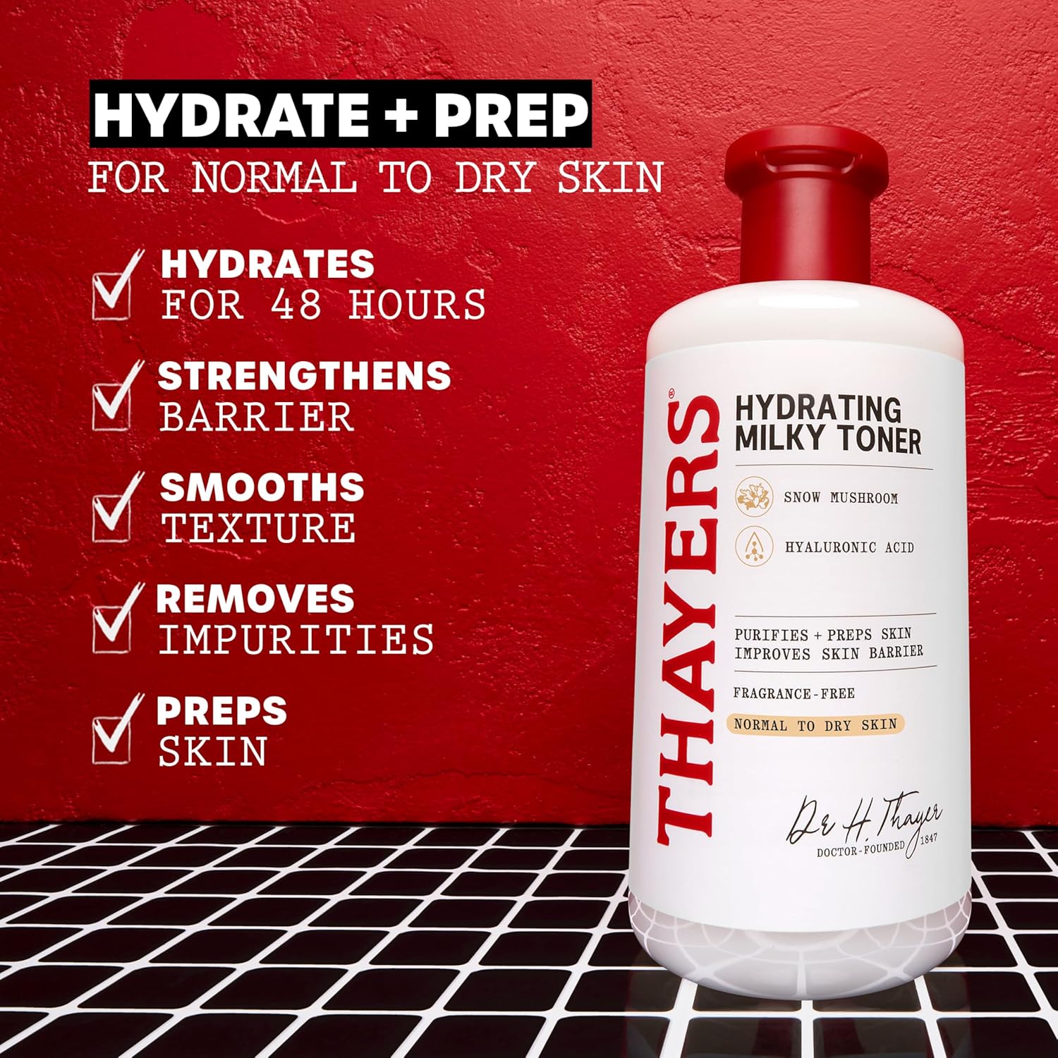 THAYERS Milky Face Toner Skin Care with Snow Mushroom Tremella and Hyaluronic Acid, Natural Gentle Facial Toner, for Dry and Sensitive Skin, 355mL - Image 3