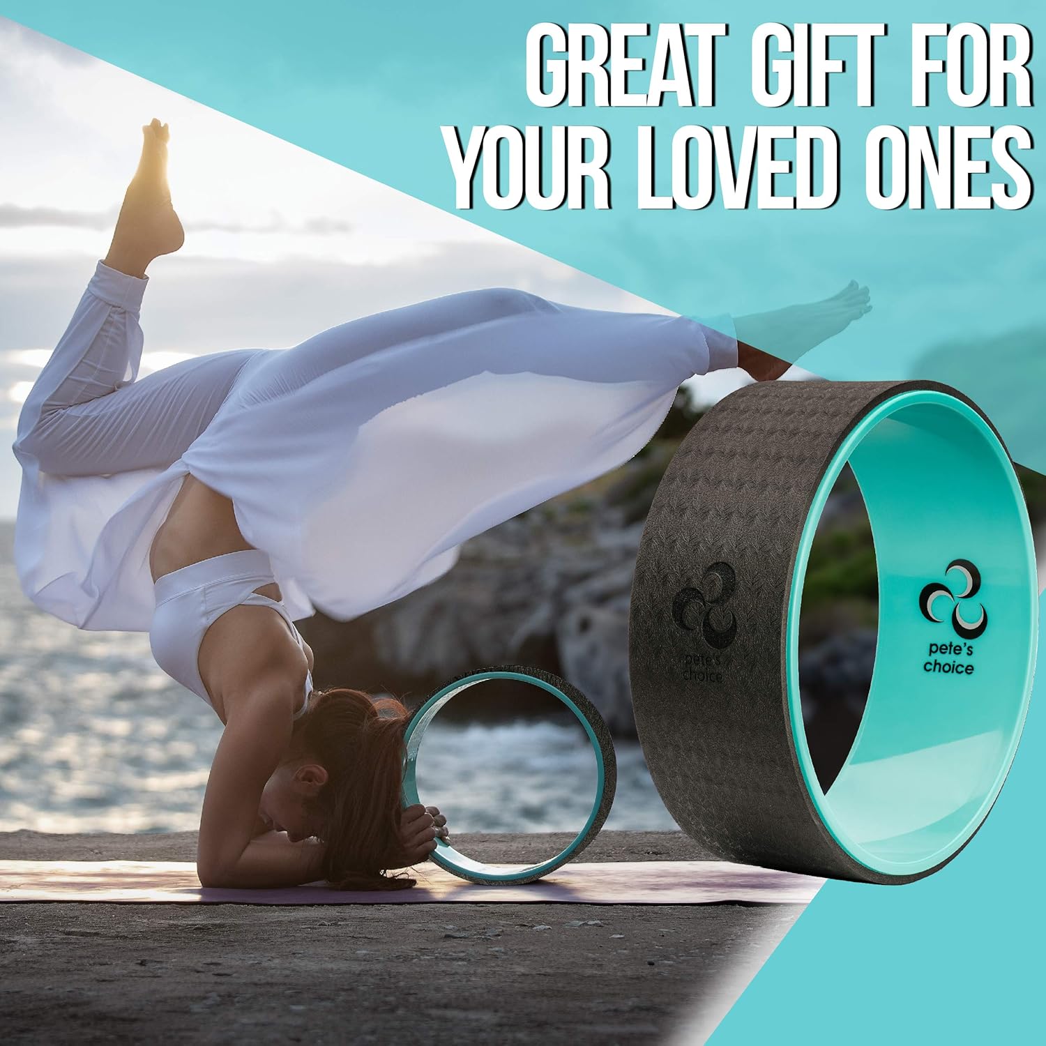 Yoga Wheel with Beginners Guide & Yoga Strap - Back Pain and Tension Relief. Comfy Roller for Stretching, Increase Flexibility. Home Exercise Kit. Ideal for Women Yogis. Improve your Posture. - Image 5