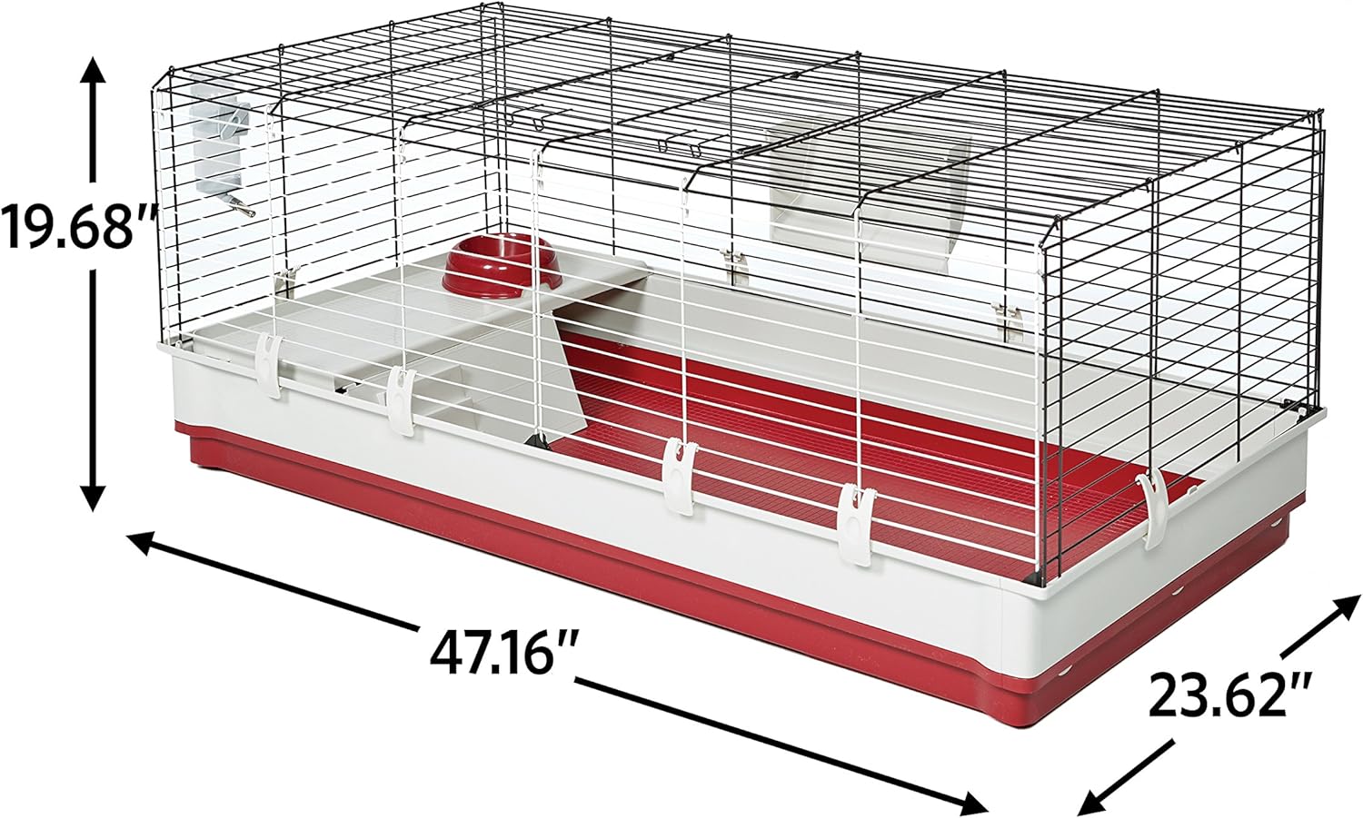 Midwest Homes for Pets Deluxe Rabbit & Guinea Pig Cage, X-Large, White & Red - Image 3