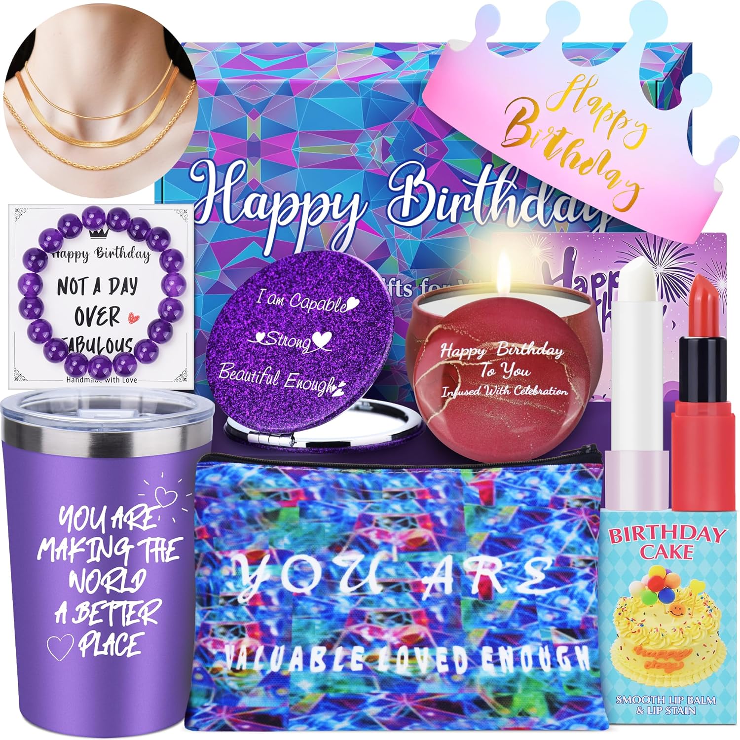 GEBEATY Birthday Gifts for Women - Unique Inspirational Theme Happy Birthday Gift for Her/Friendship/Sister/Best Friend/Mom/Girlfriend/Wife/Teen Girls/Bestie,Gifts for Women