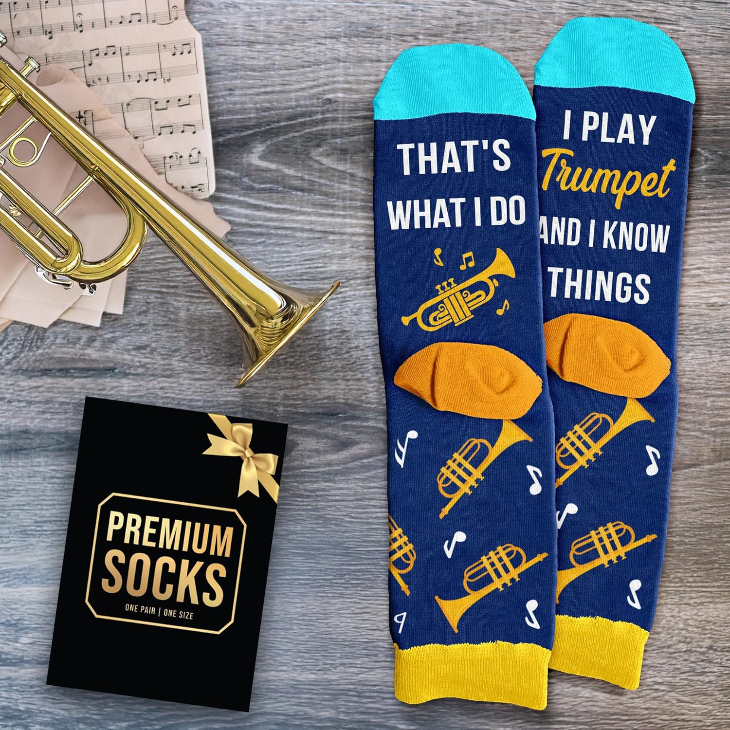 Cool Music Accessories Gifts - Guitar Drum Piano Trumpet Socks, Funny Musician Present, Rock & Roll Stocking Stuffers - Image 6