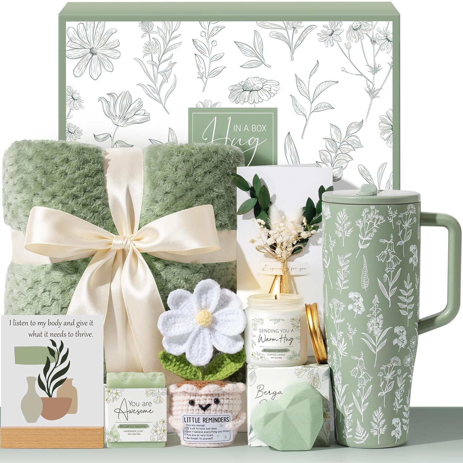 Mothers Day & Birthday Gifts for Women - Get Well Soon Spa Care Package, Luxury Self Care Gift Basket for After Surgery & Cancer Care Inspirational Thinking of You Sympathy Gift Set for Mom Her Friend