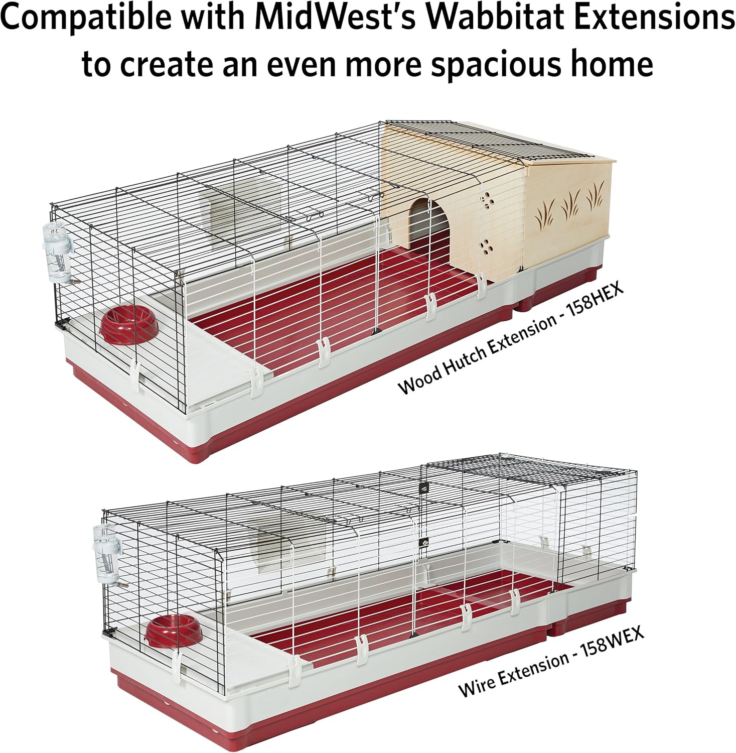 Midwest Homes for Pets Deluxe Rabbit & Guinea Pig Cage, X-Large, White & Red - Image 5