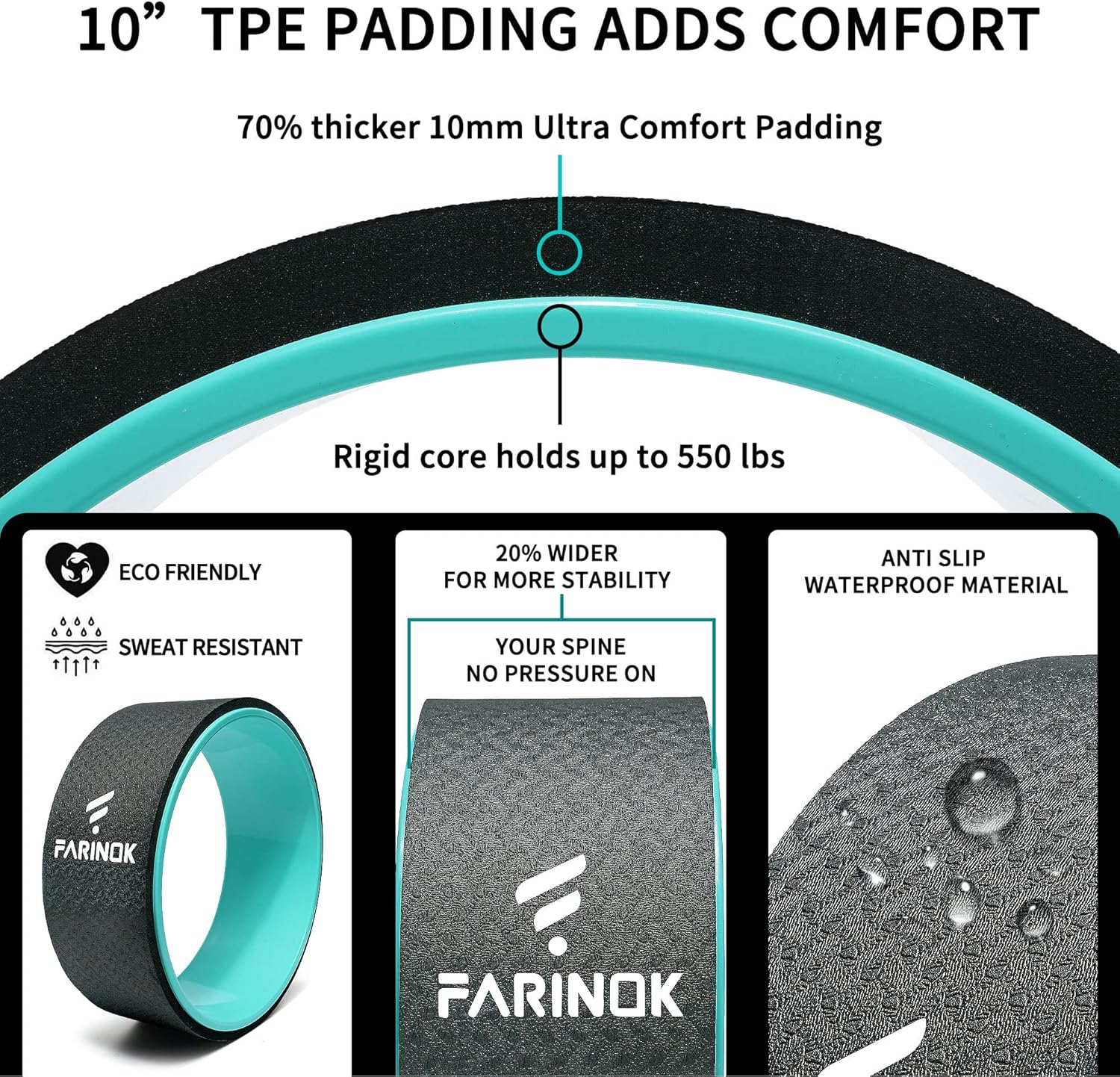 Yoga Wheel for Back Pain Relief, Back Roller Wheel with Extra Cushion, Wider & Thickest Foam, Stretches and Strengthens Core Muscles - Image 3