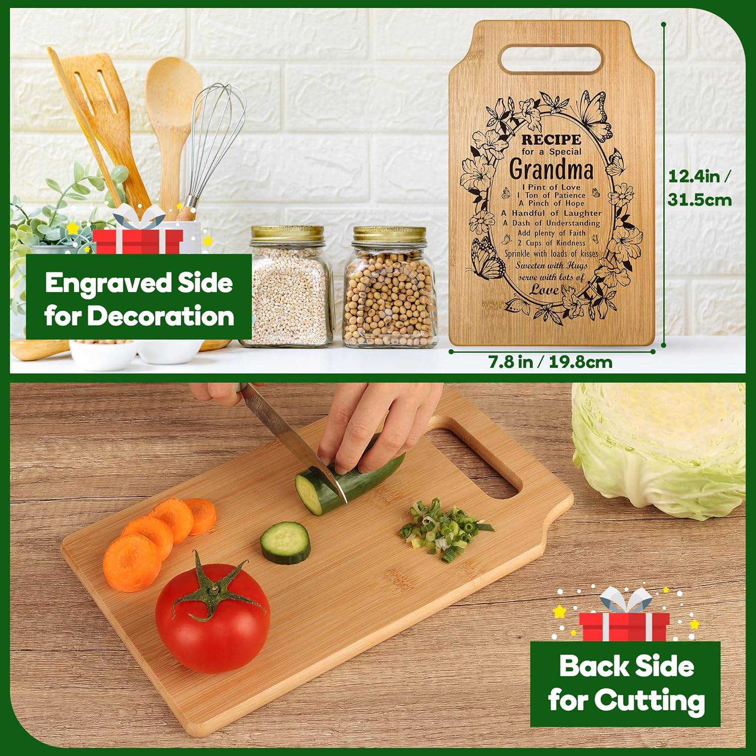 Grandma Mothers Day Birthday Gifts from Granddaughter Grandson Grandkids, Cool Practical Cutting Board for Nana Mimi Grammy Granny Abuela Nanny Gigi New Grandmother Unique, Best Stocking Stuffers Idea - Image 2