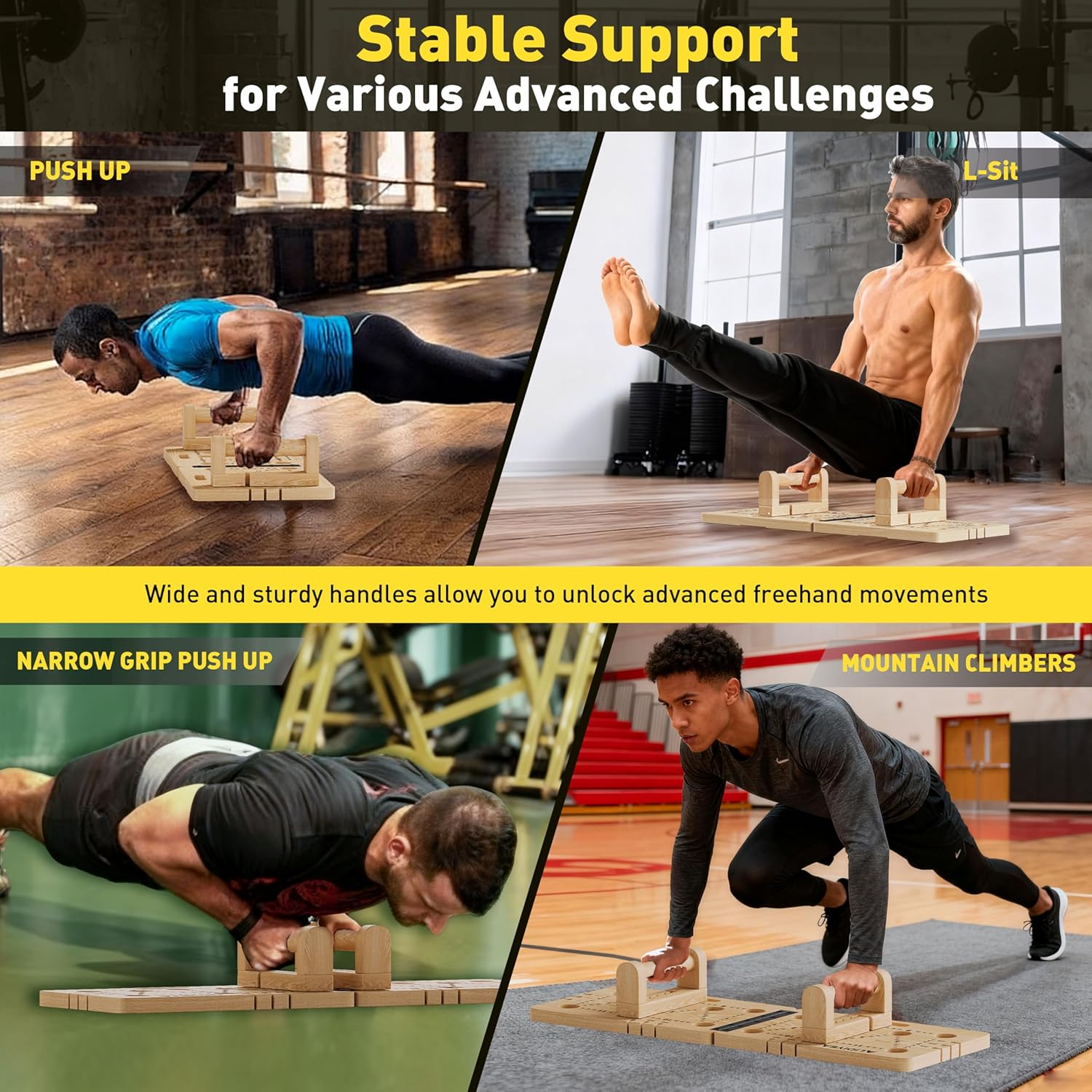 Push Up Board 30 in 1 Foldable with Resistance Bands - Thickened Pine Wood Multi-Push Up Board for Men & Women, Portable Gym/Home Workout Gear for Chest, Shoulders, Arms & Back - Image 6