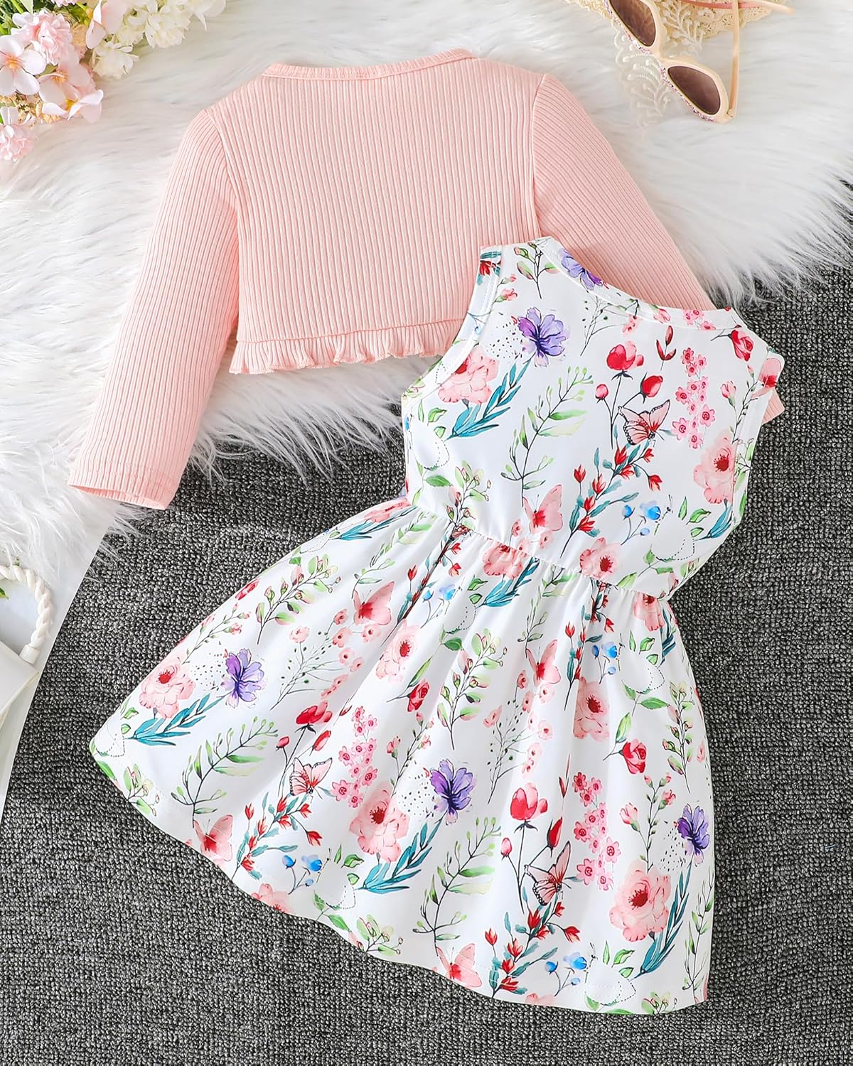 Rosibel Toddler Baby Girls Dress and Cotton Cardigan Set for 6M-3T Spring Autumn Clothes Outfits - Image 3