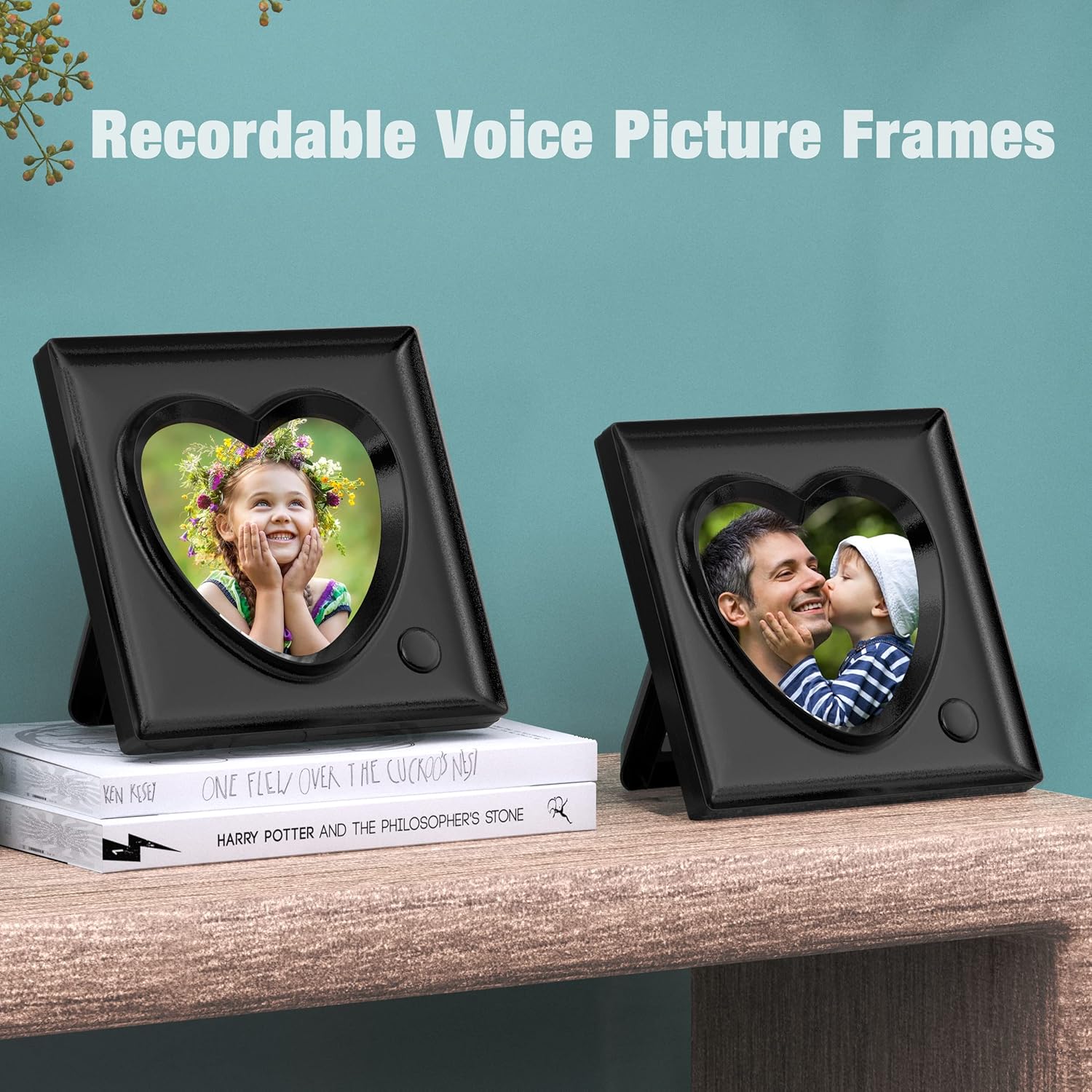 KWANWA Recordable Picture Frame – 20-Second Voice Recording, 3.9x3.9 Heart Shape Photo Frame, Personalized Keepsake for Loved Ones, Memorial, Long Distance, Birthday, Christmas, Mother's Day, Wedding – Tabletop Display for Home Office Desk - Image 4