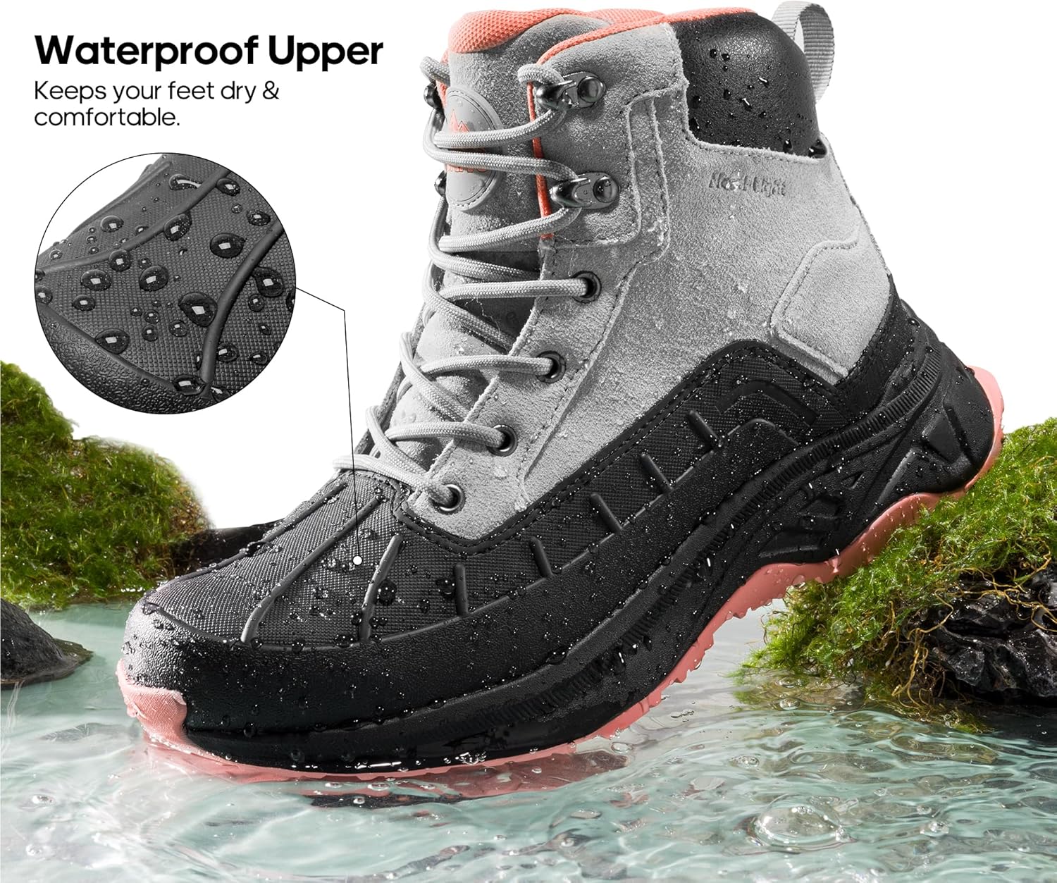 NORTIV 8 Women's Waterproof Hiking Boots Outdoor Trekking Camping Trail Hiking Boots - Image 3