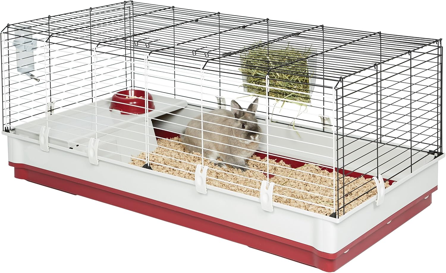 Midwest Homes for Pets Deluxe Rabbit & Guinea Pig Cage, X-Large, White & Red - Image 2
