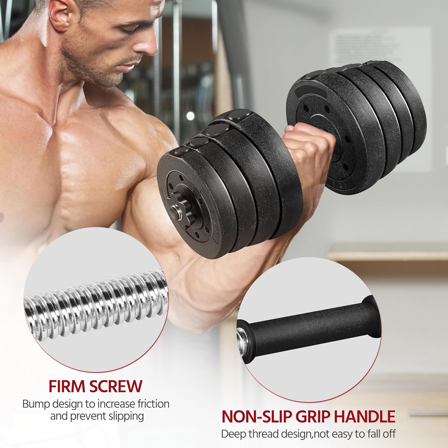 Yaheetech Adjustable Dumbbells Weight Set Dumbbell Weights Exercise & Fitness Equipment w/ 4 Spinlock Collars for Women & Men Home Gym Strength Training - Image 8
