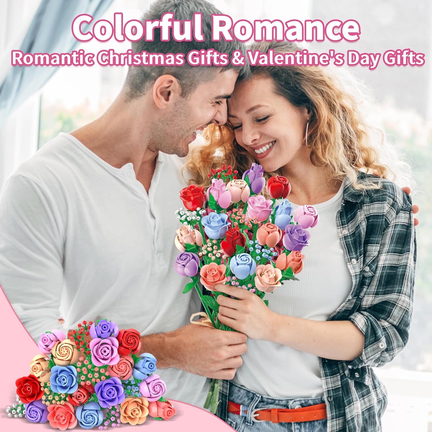 Sopu Colorful Rose Bouquet Flowers Building Set, 24 Boxes 1380Pcs Artificial Flowers Botanical Collection Flowers for Adults Gift for Mothers Day Mom Birthday Gifts Women Wife Girlfriend - Image 6