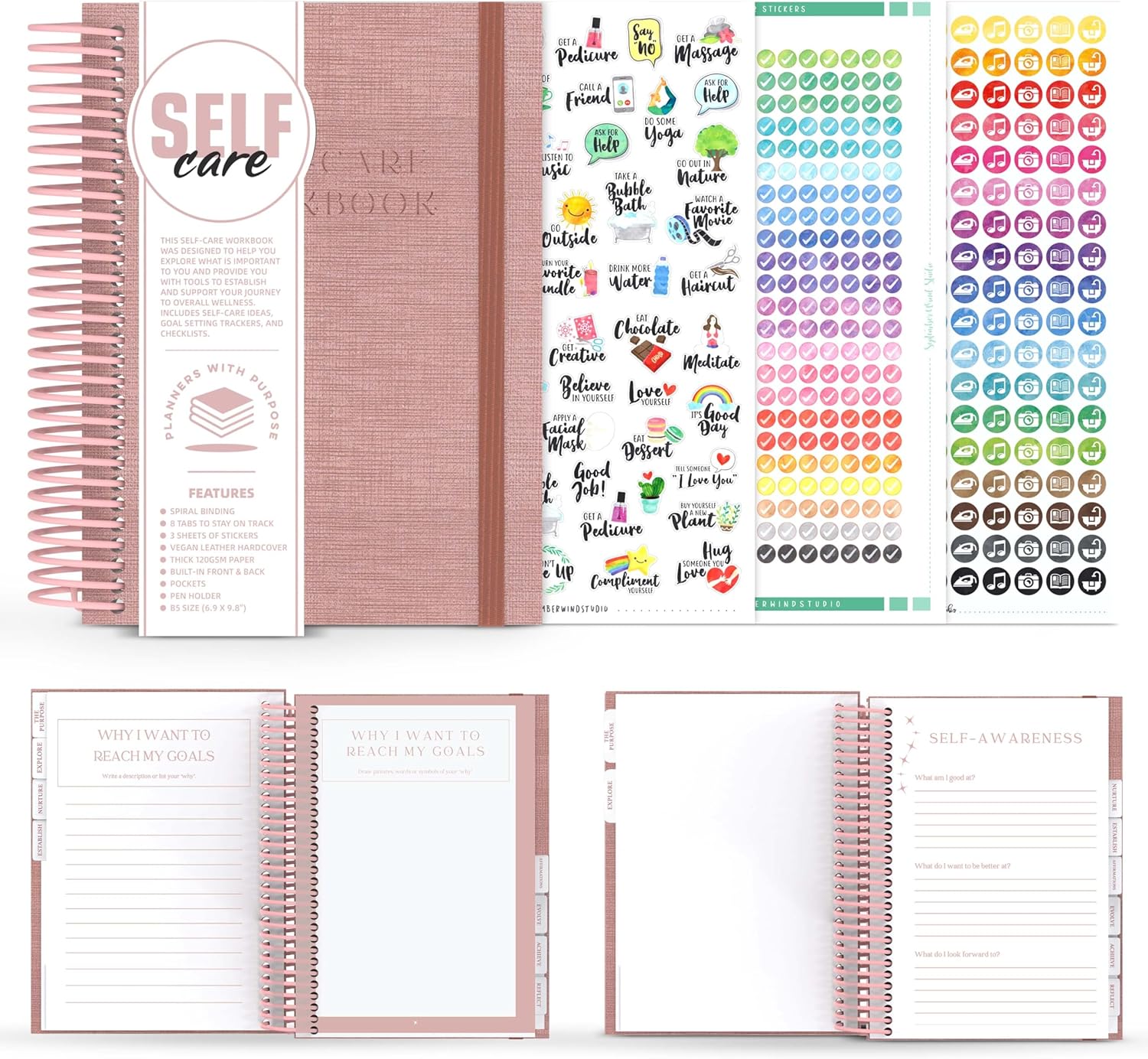 Planners with Purpose Self Care Journal – Guided Daily Reflection Notebook to Support Mental & Physical Health Habits – Self Love Manifestation & Affirmations Planner - Personal Growth Goals Happiness - Image 7