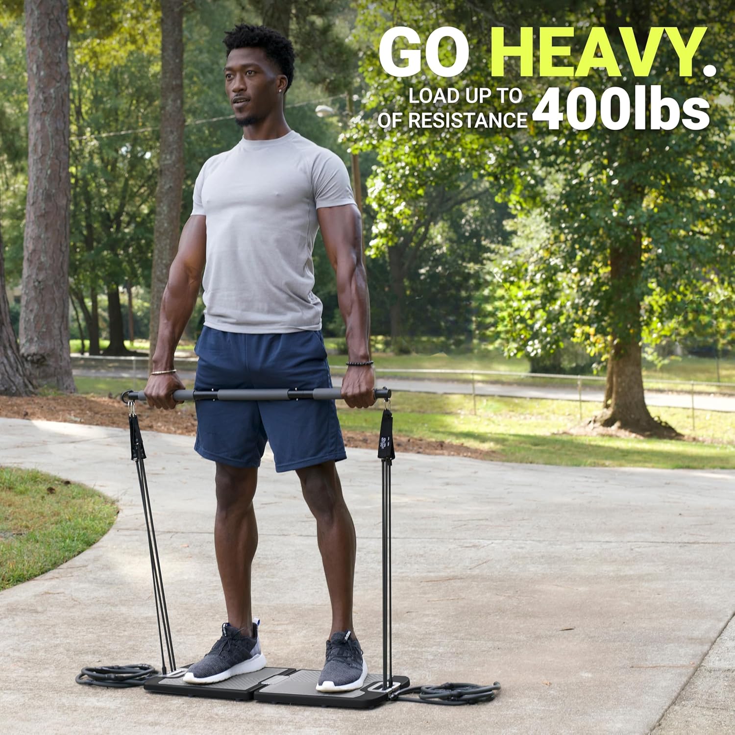 EVO Gym - Portable Home Gym Strength Training Equipment, At Home Gym | All in One Gym - Resistance Bands, Base Holds Gym Bar & Handles for Travel | Portable Gym & Home Exercise Equipment - Image 6