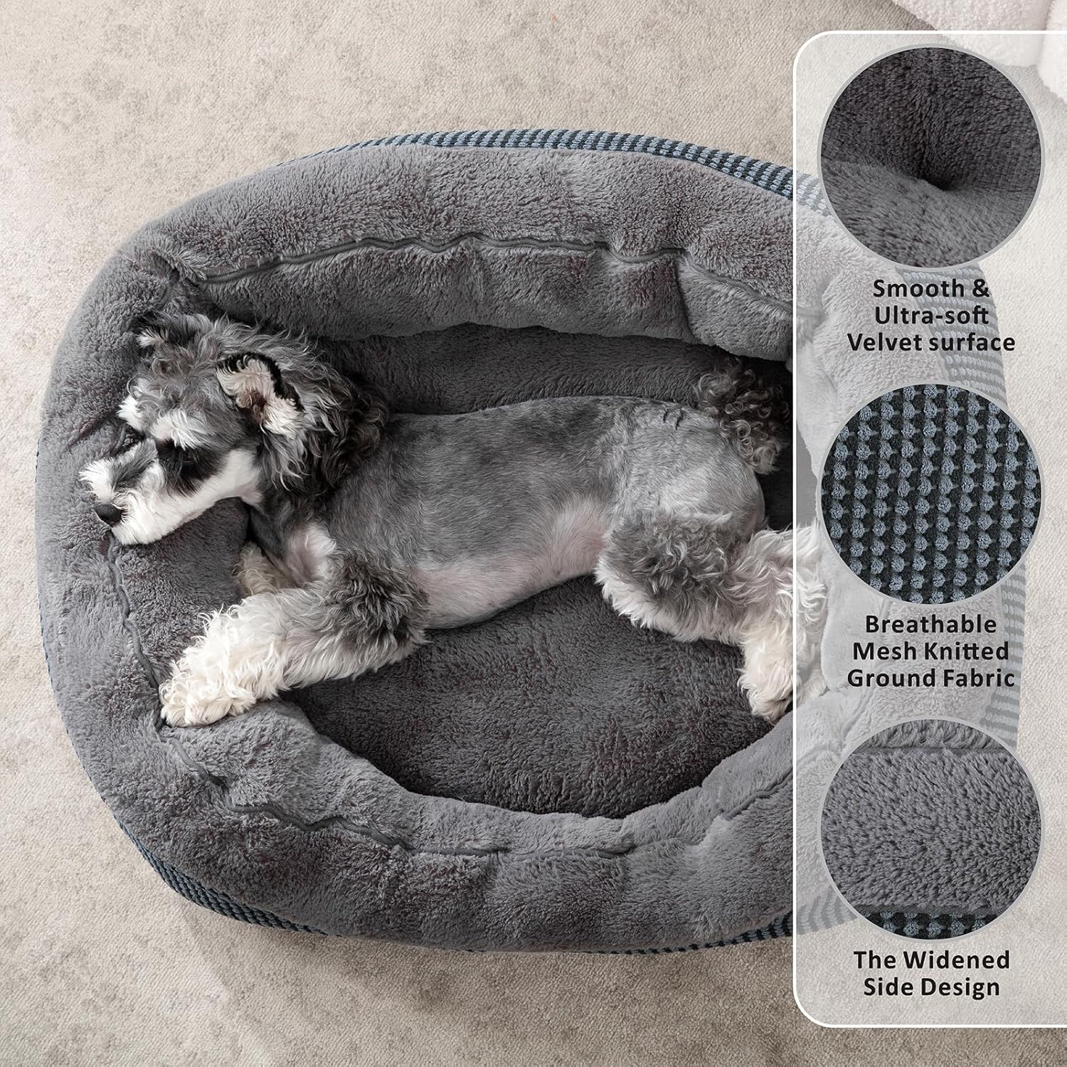 INVENHO Small Dog Bed for Small Dogs, Cat Beds for Indoor Cats Washable, Orthopedic Dog Bed, Warming Soft Calming Sleeping Puppy Bed Durable Pet Bed with Anti-Slip Bottom S(20"x19"x6") - Image 2