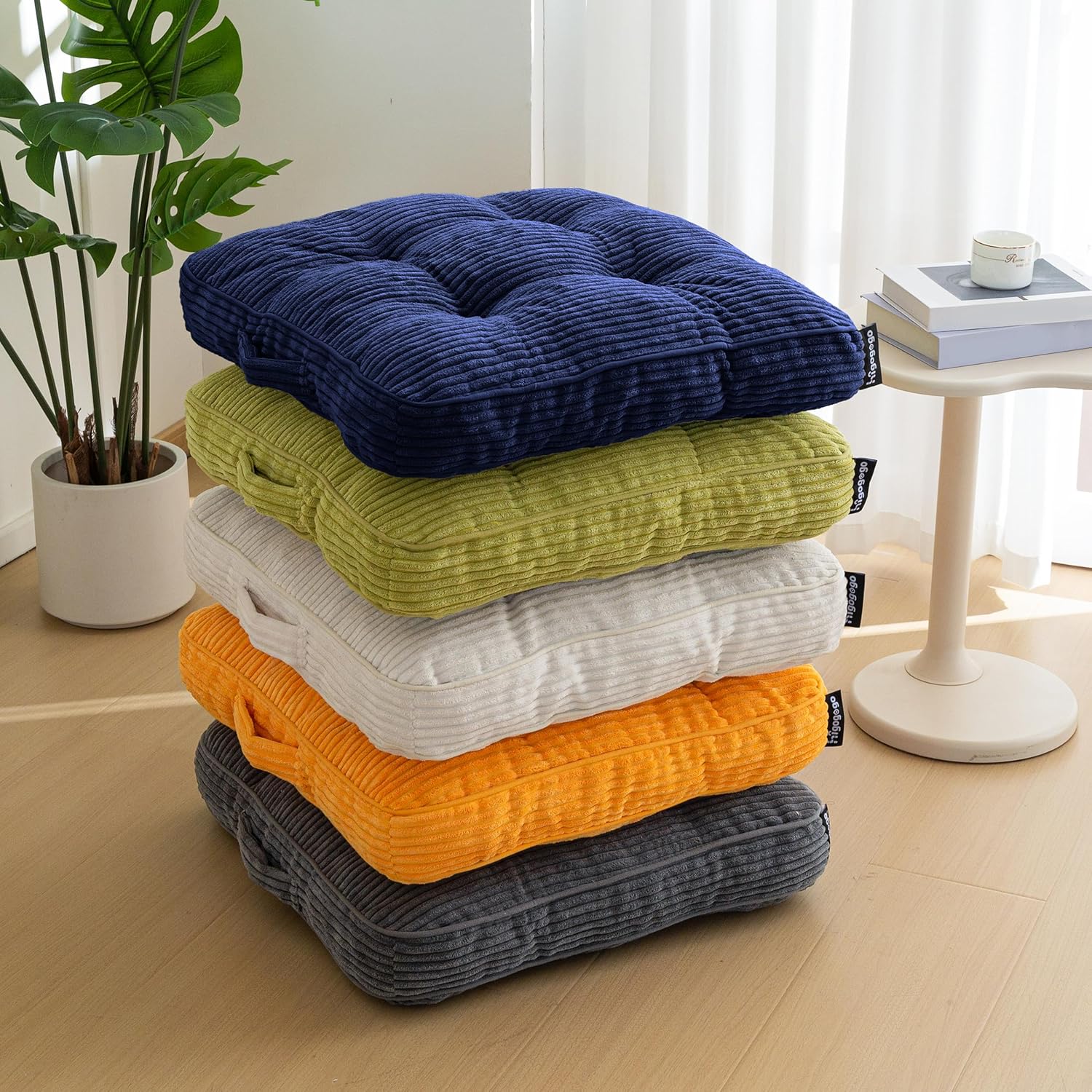 HIGOGOGO Floor Pillow Cushion for Adults, Meditation Cushion Pillow, Large Square Floor Sitting, Tufted Corduroy Cover, for Tatami Living Room or Yoga, 22x22 Inch, Dark Grey - Image 7