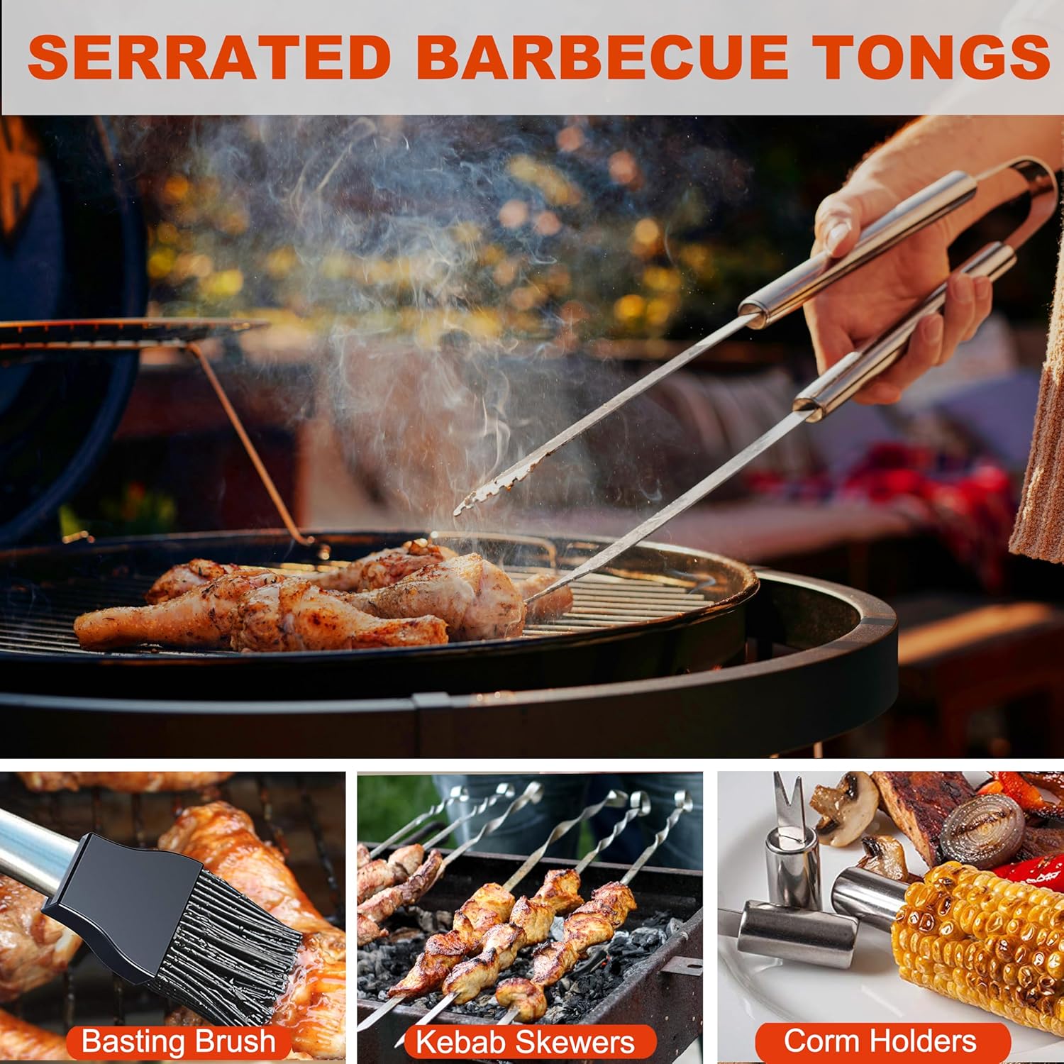 Grilljoy BBQ Accessories Grill Tools Set - 22PCS Stainless Steel Barbecue Grill Accessories for Outdoor Grill with Black Aluminum Case - Christmas Grilling Gifts for Men & Dad -Grill Tools Kit - Image 4