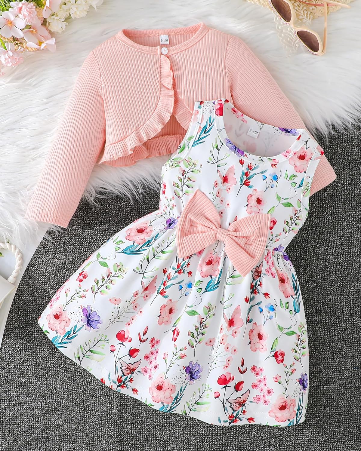 Rosibel Toddler Baby Girls Dress and Cotton Cardigan Set for 6M-3T Spring Autumn Clothes Outfits - Image 2