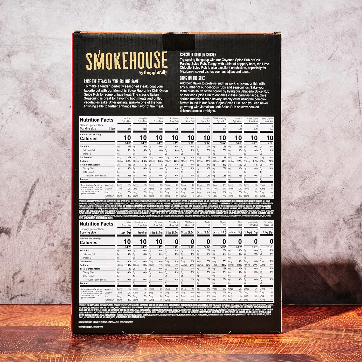Smokehouse by Thoughtfully Ultimate Grilling Spice Set, Grill Seasoning Gift Set Flavors Include Chili Garlic, Rosemary and Herb, Lime Chipotle, Cajun Seasoning and More, Pack of 20 - Image 2