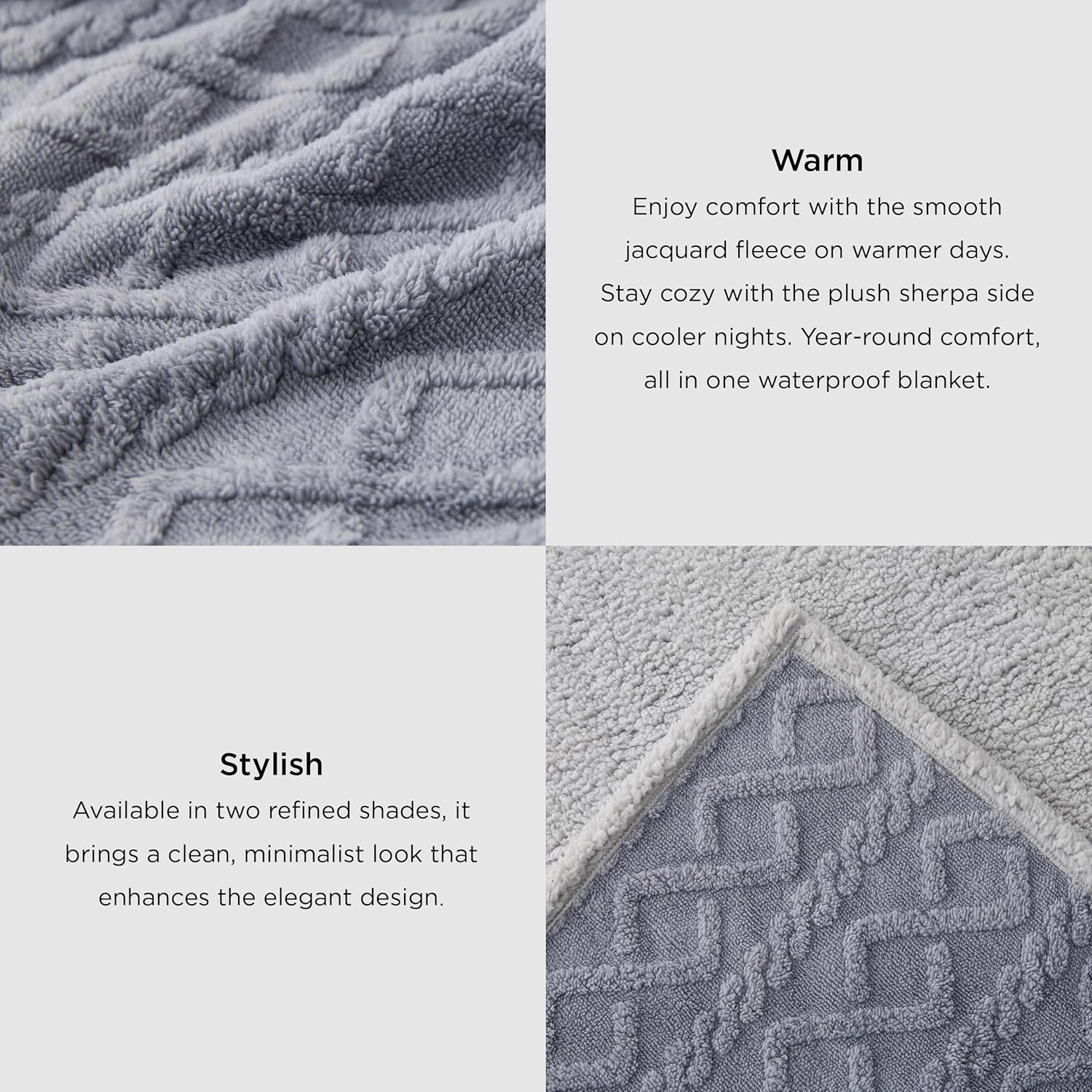 Bedsure Waterproof Dog Blankets for Large Dogs - Pet Blanket for Bed Couch Protector Washable, Premium Jacquard Coral Fleece Cat Throw Blanket, Soft Plush Reversible Furniture Protection, 60x80, Grey - Image 3