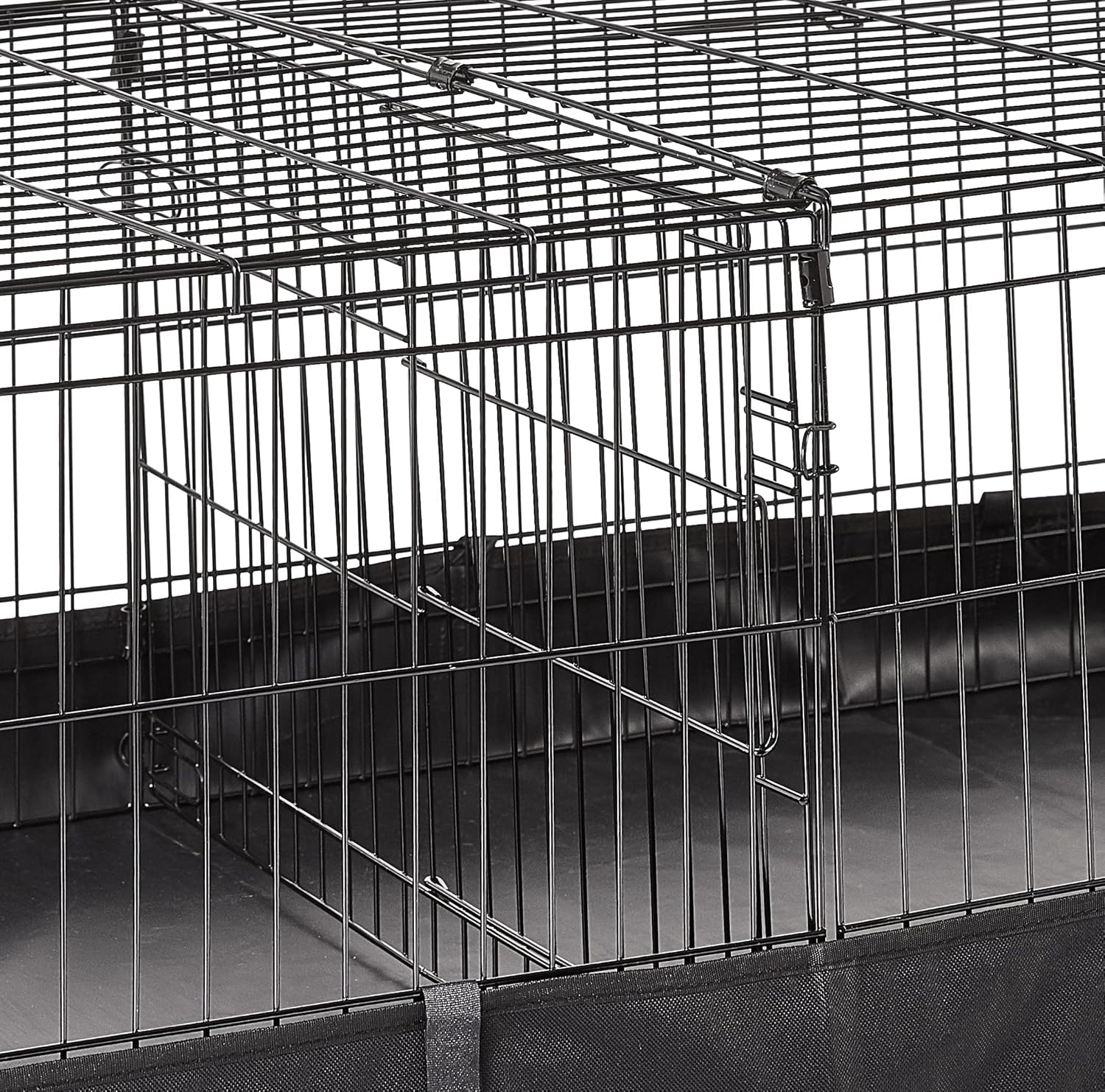 Amazon Basics Leakproof Canvas Bottom Guinea Pig Cage, Easy to Clean Small Animal Habitat with Divider Set, Indoor/Outdoor, Portable, No Tools Needed, 47.6"L x 24.2"W x 14"H, Black - Image 7