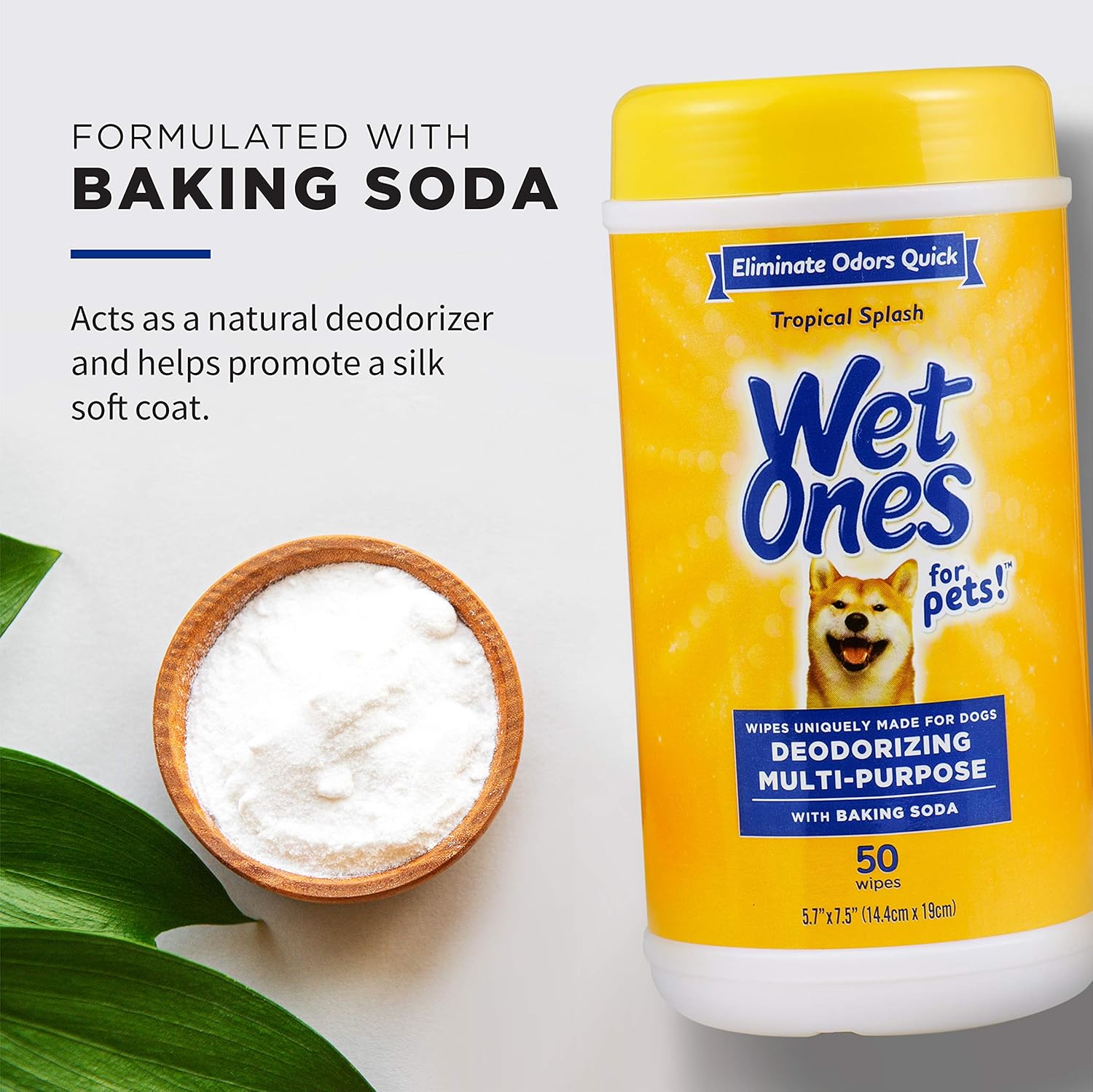 Wet Ones for Pets Deodorizing Multipurpose Dog Wipes with Baking Soda, Tropical Splash Scent - Desmellizing Wipes for Dogs in Canister, 50 Count - Image 3