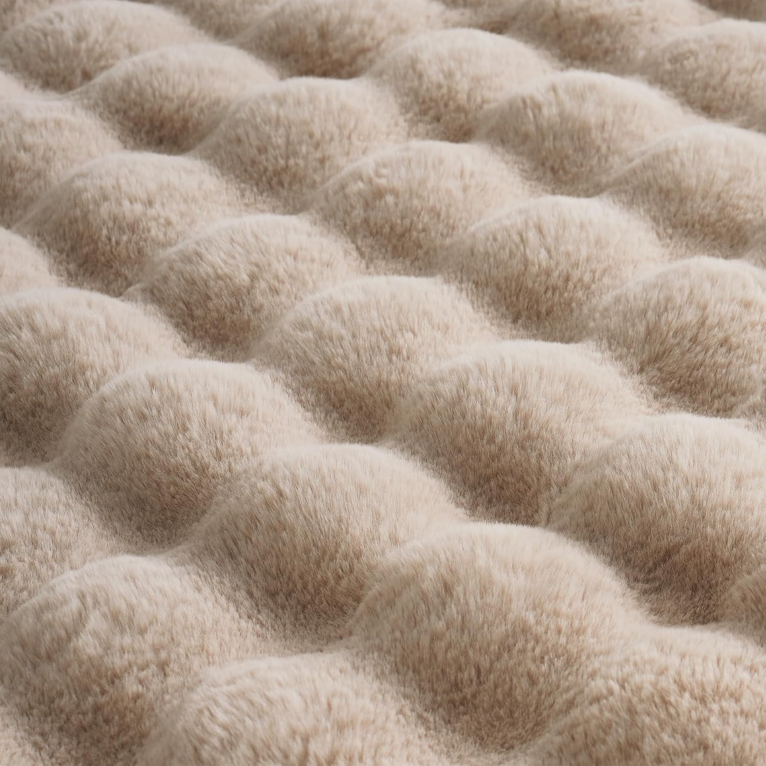 BENVWE Faux Fur Throw Blanket for Couch - Cozy Fuzzy Soft Plush Fluffy Thick Luxury Minky Bubble Blanket for Living Room Home Decor- Mothers Day Birthday Gifts for Women, Beige, 51" x 63" - Image 6