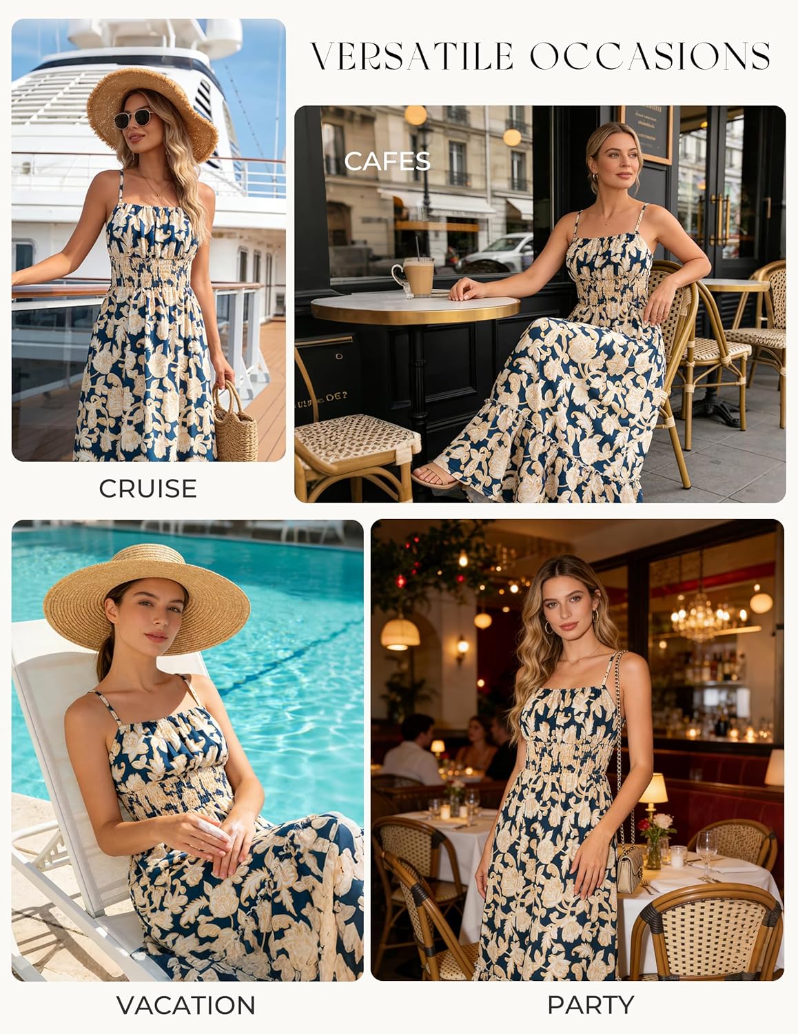 GRACE KARIN Summer Dresses for Women 2026 Vacation,Smocked Floral Maxi Dress,Boho Beach Sundress with Pocket Fashion Clothing - Image 4