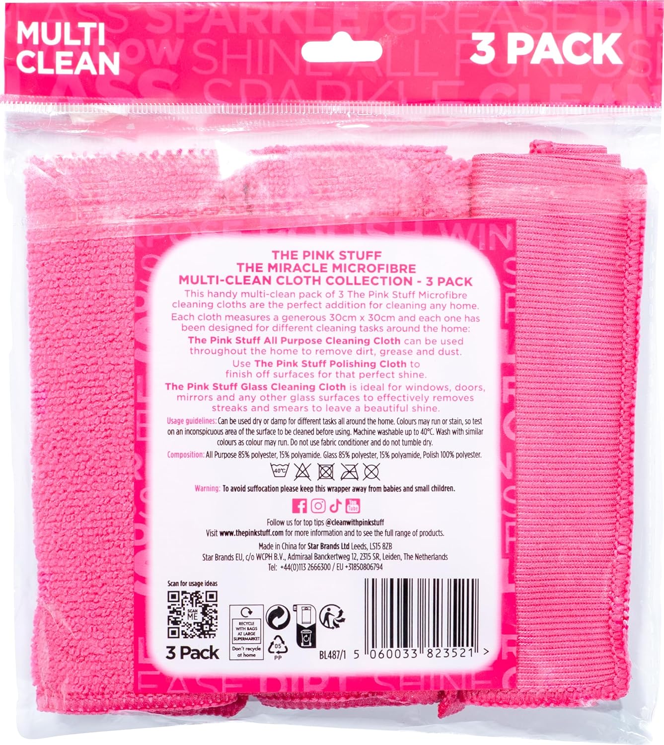 Stardrops – The Pink Stuff – Miracle Microfibre Cloth Collection 3 Pack - Image 2
