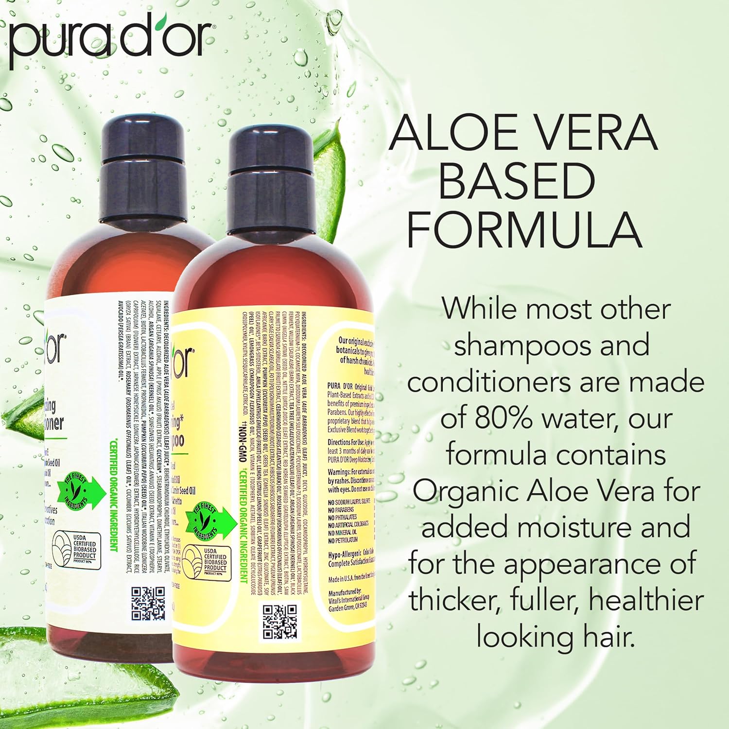 PURA D'OR Anti-Thinning Biotin Shampoo & Conditioner Original Gold Label Set (16oz x2) – CLINICALLY TESTED Formula for Volume, Strength & Thicker-Looking Hair – Helps Reduce Breakage For Women & Men | Deep Moisturizing, Conditioner, CLINICALLY TESTED, Effective Results, Hair Thickening, Product - Image 4