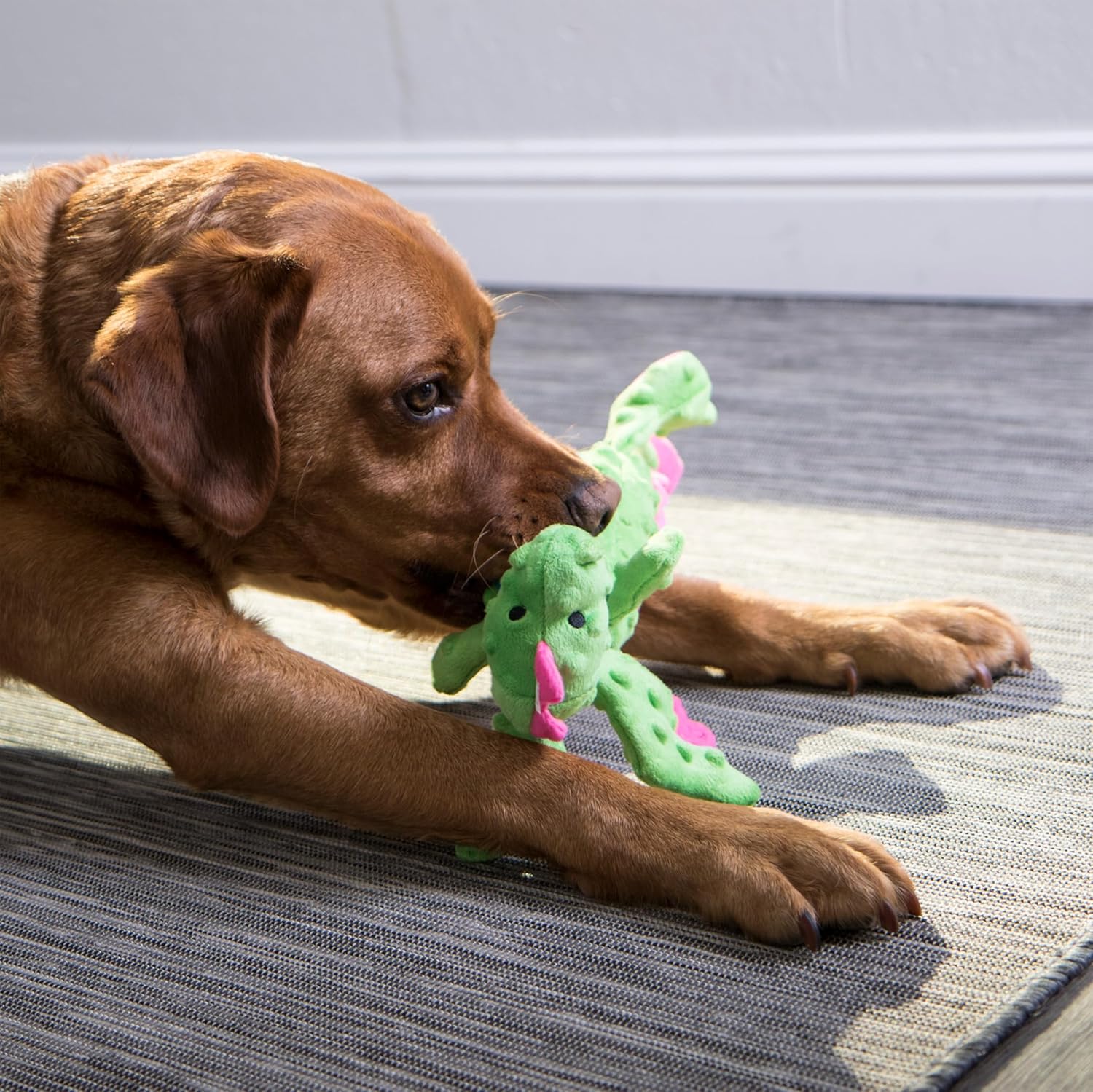 goDog Bubble Plush Skinny Dragons Squeaky Plush Dog Toy, Chew Guard Technology - Green, Large - Image 8